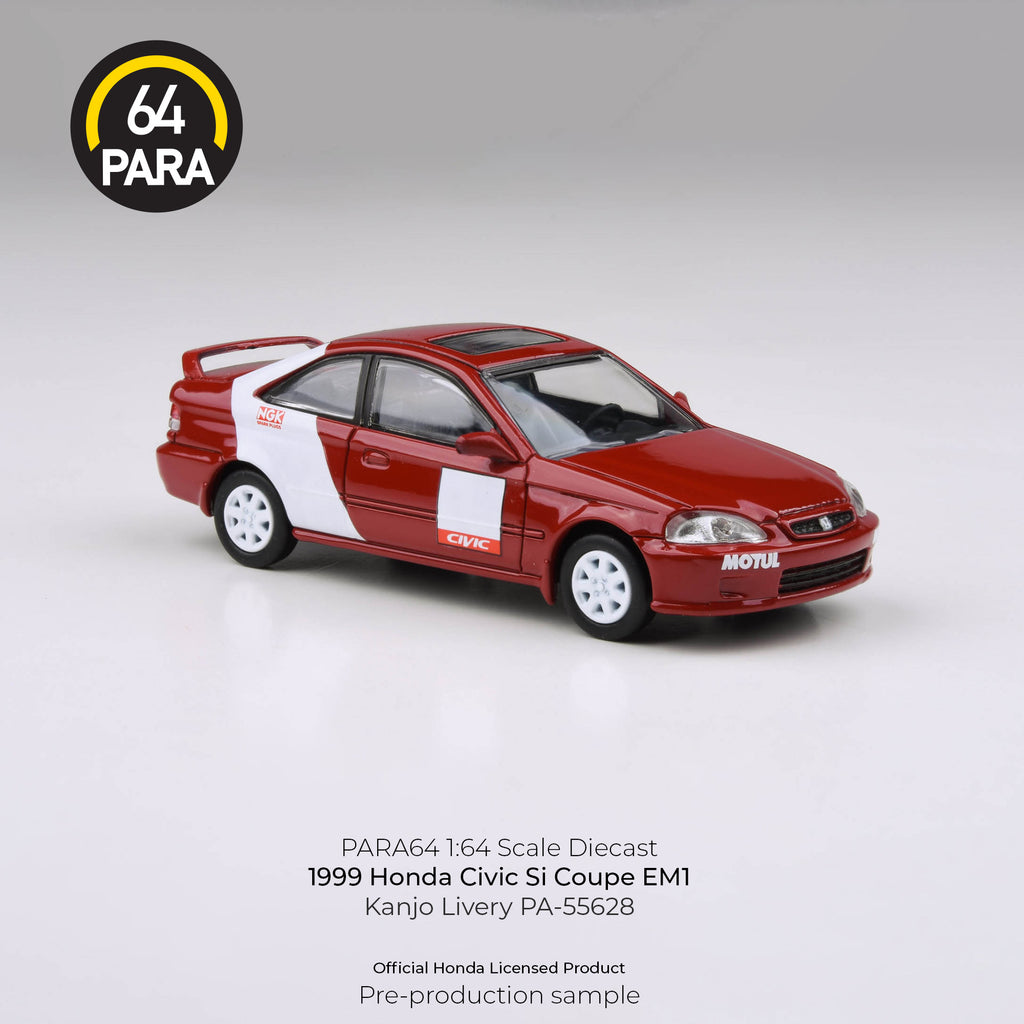 Para64 1/64 1999 Honda Civic Si EM1 Kanjo Livery PA55628 Diecast Scale Model Car