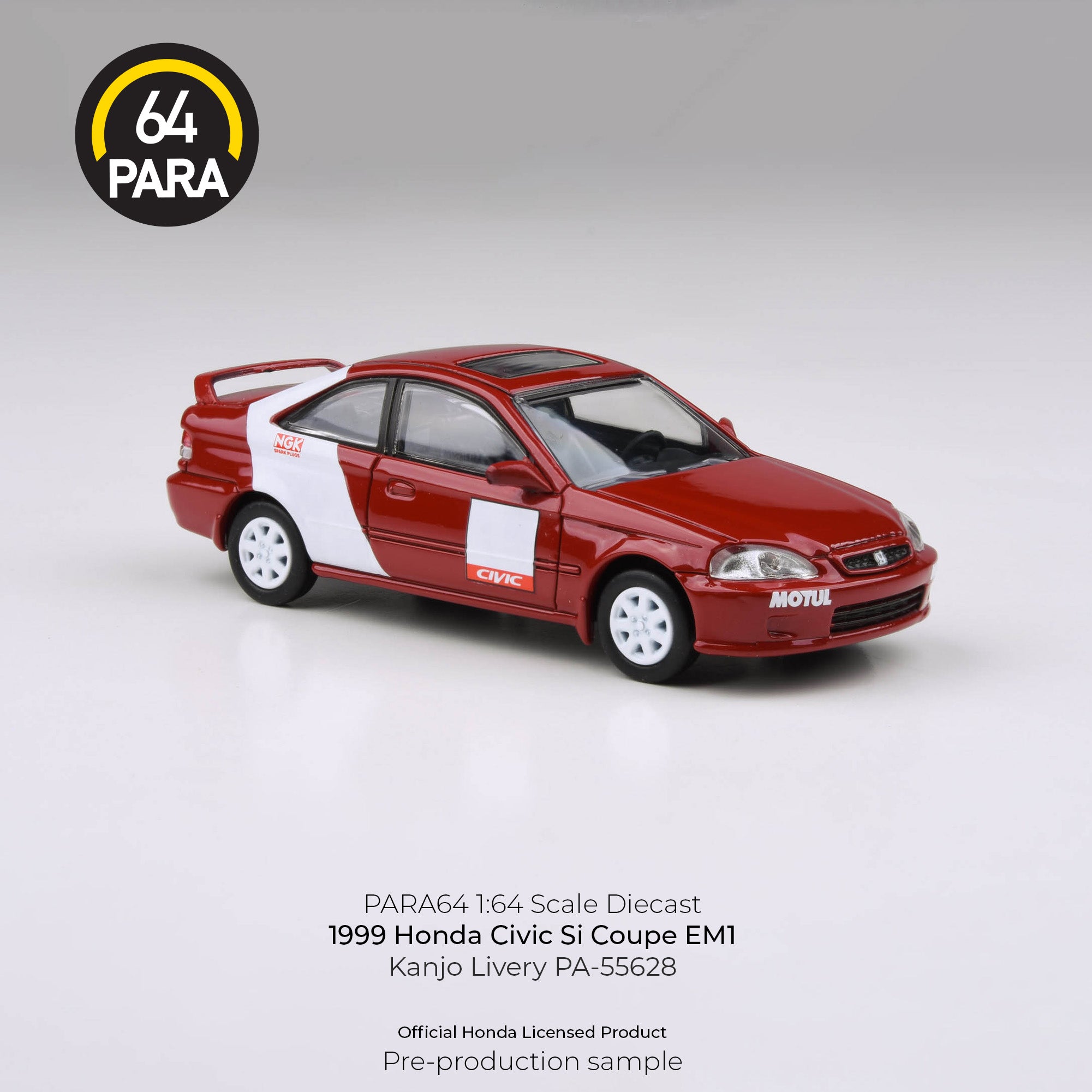 Para64 1/64 1999 Honda Civic Si EM1 Kanjo Livery PA55628 Diecast Scale Model Car