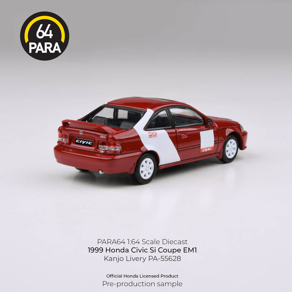 Para64 1/64 1999 Honda Civic Si EM1 Kanjo Livery PA55628 Diecast Scale Model Car