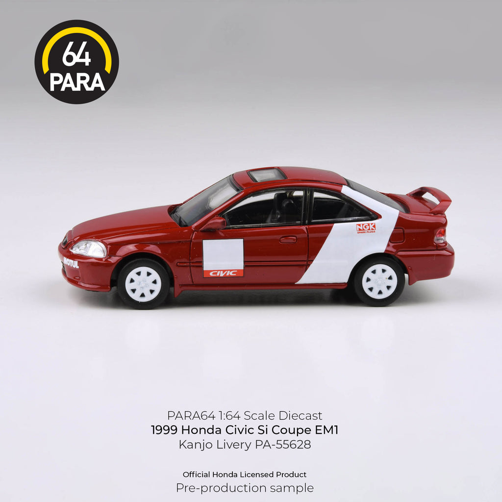 Para64 1/64 1999 Honda Civic Si EM1 Kanjo Livery PA55628 Diecast Scale Model Car
