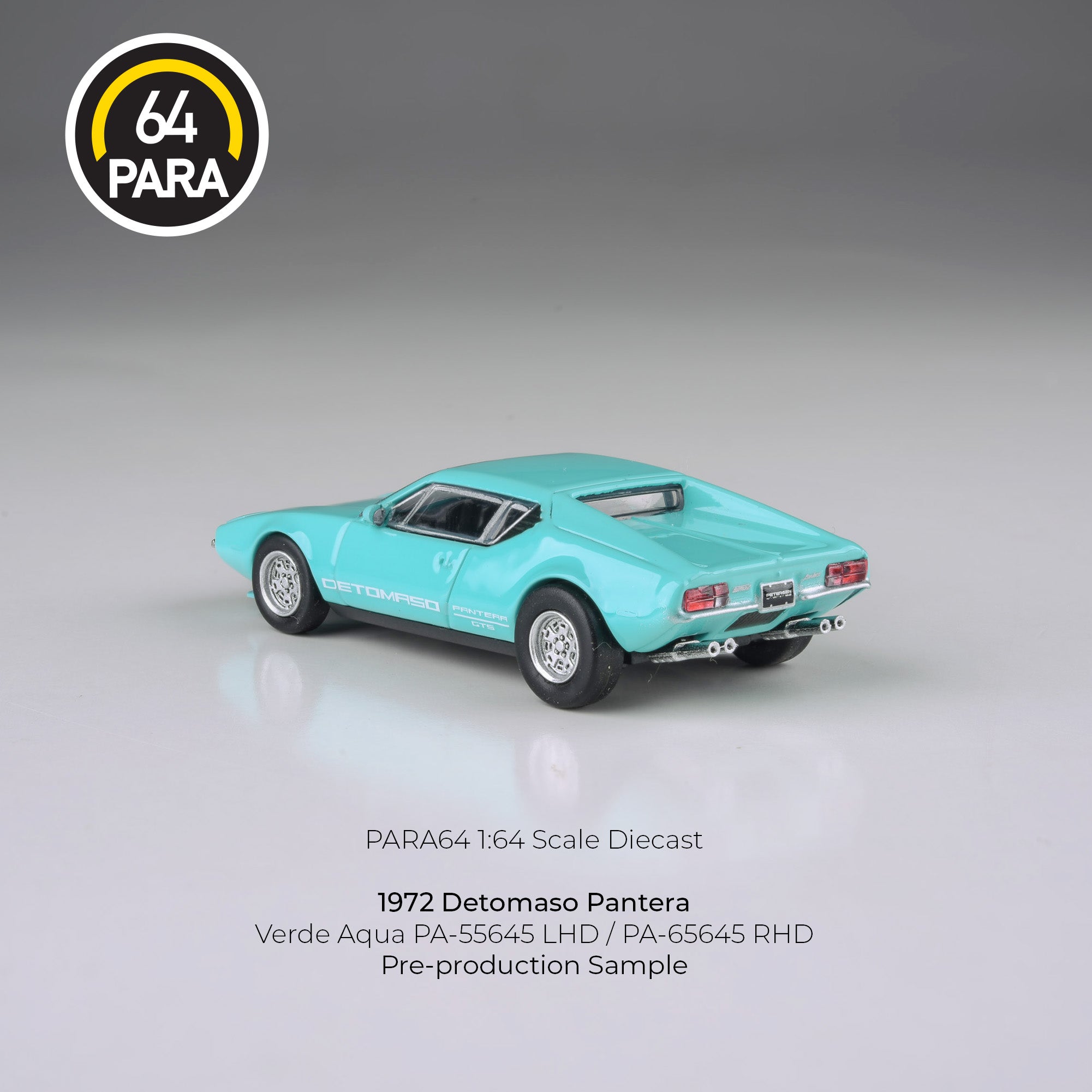 Para64 1:641972 De Tomaso Pantera Verde Aqua - Lights down PA55645 Diecast Scale Model