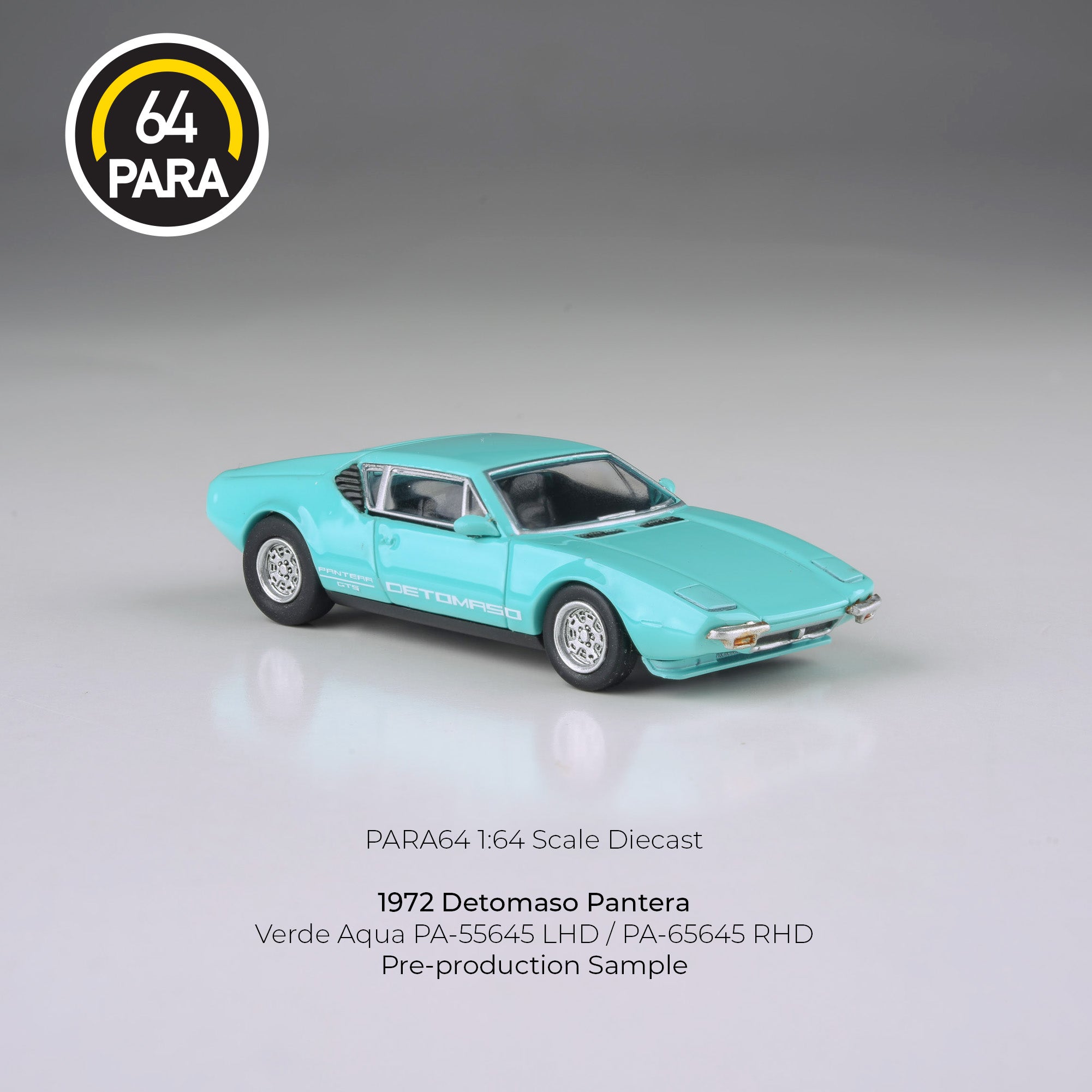 Para64 1:641972 De Tomaso Pantera Verde Aqua - Lights down PA55645 Diecast Scale Model