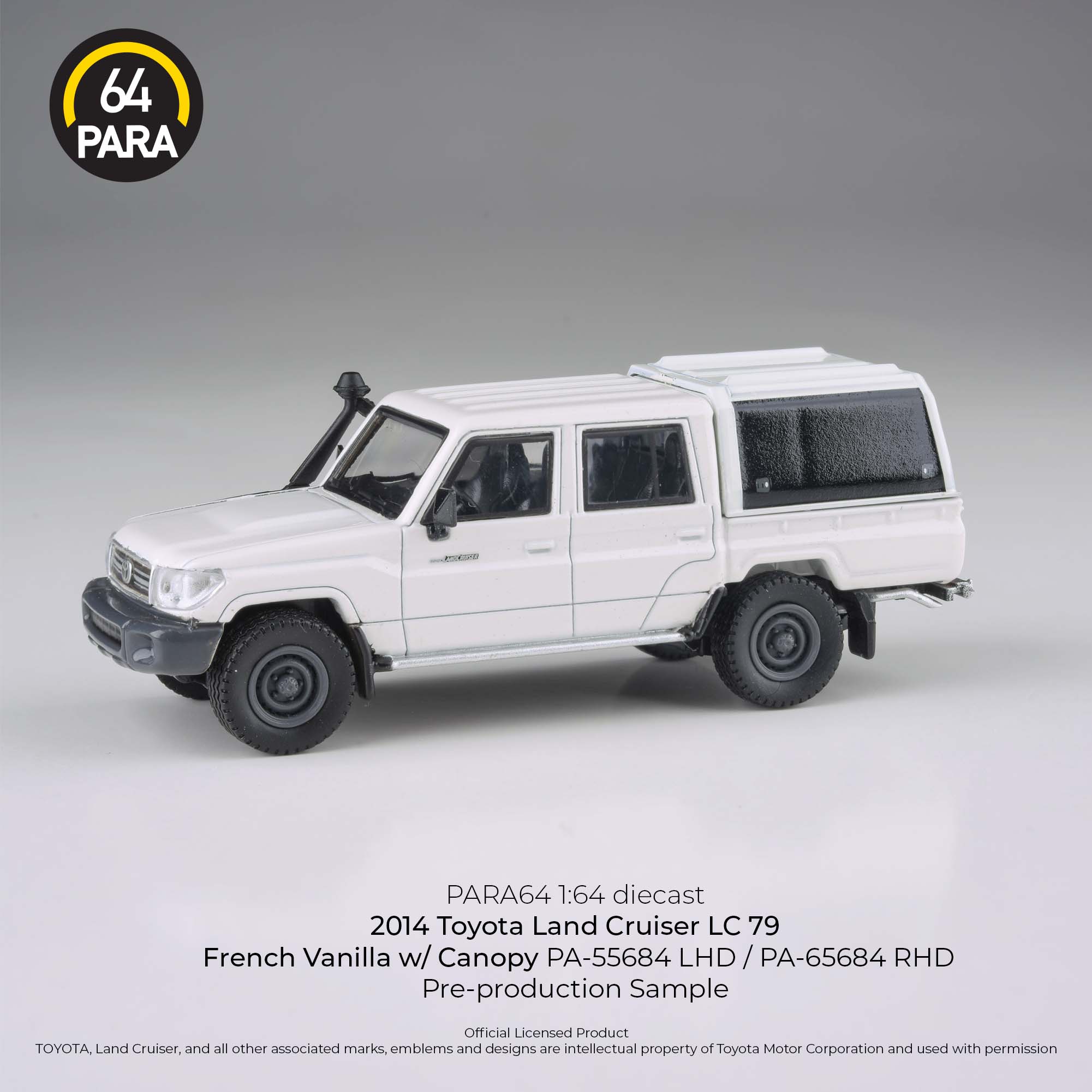 Para64 1:64 2012 Toyota Land Cruiser LC 79 French Vanilla with Canopy LHD PA55684 Diecast Scale Model