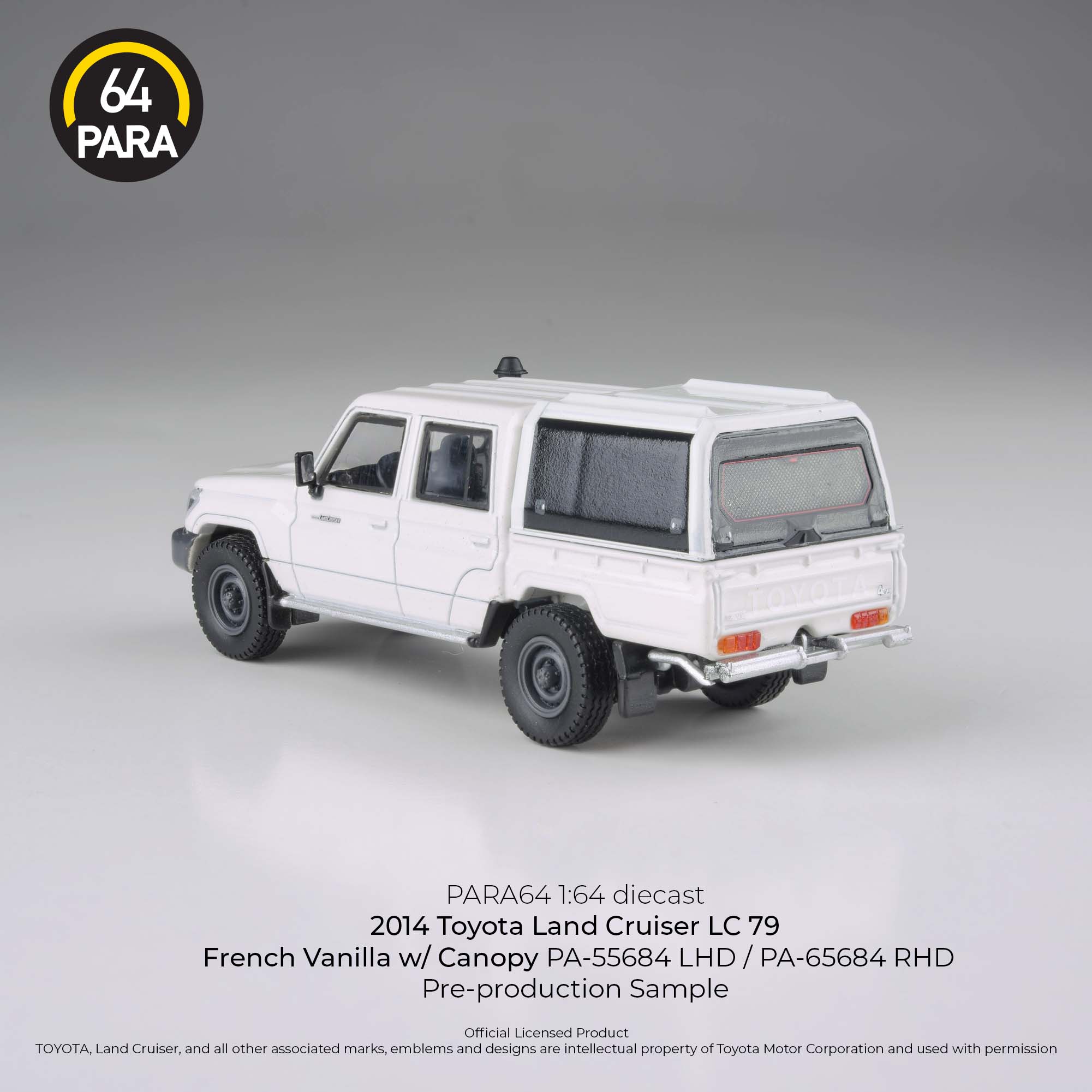 Para64 1:64 2012 Toyota Land Cruiser LC 79 French Vanilla with Canopy LHD PA55684 Diecast Scale Model