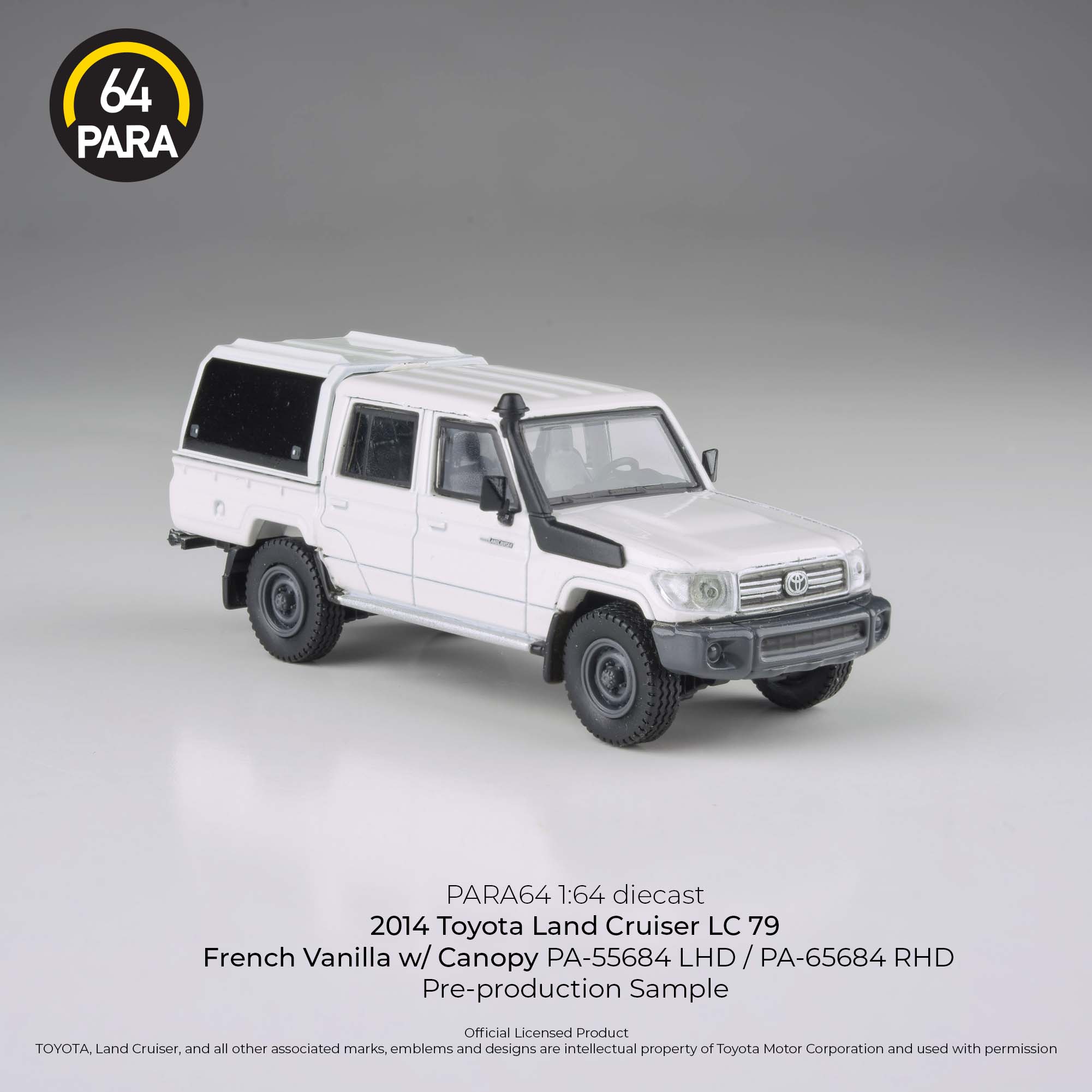 Para64 1:64 2012 Toyota Land Cruiser LC 79 French Vanilla with Canopy LHD PA55684 Diecast Scale Model