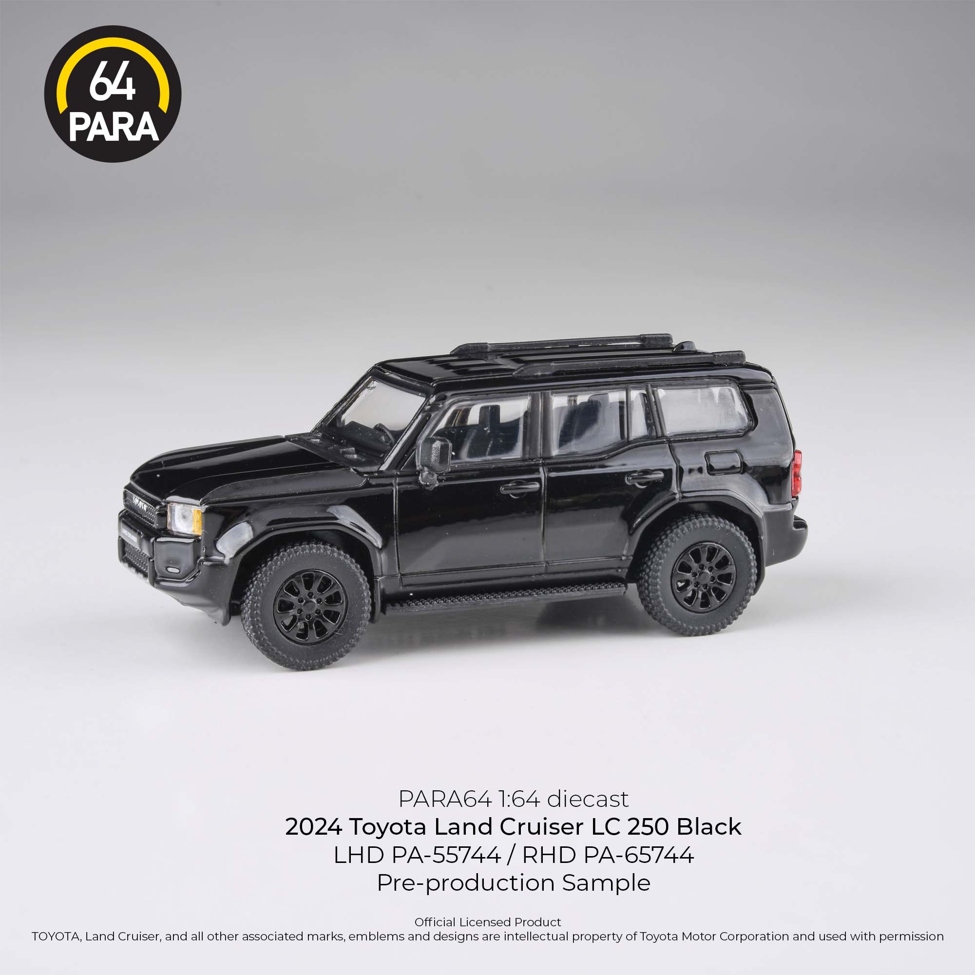 Para64 1:64 2024 Toyota Land Cruiser 250 Prado Black LHD PA55744 Diecast Scale Model