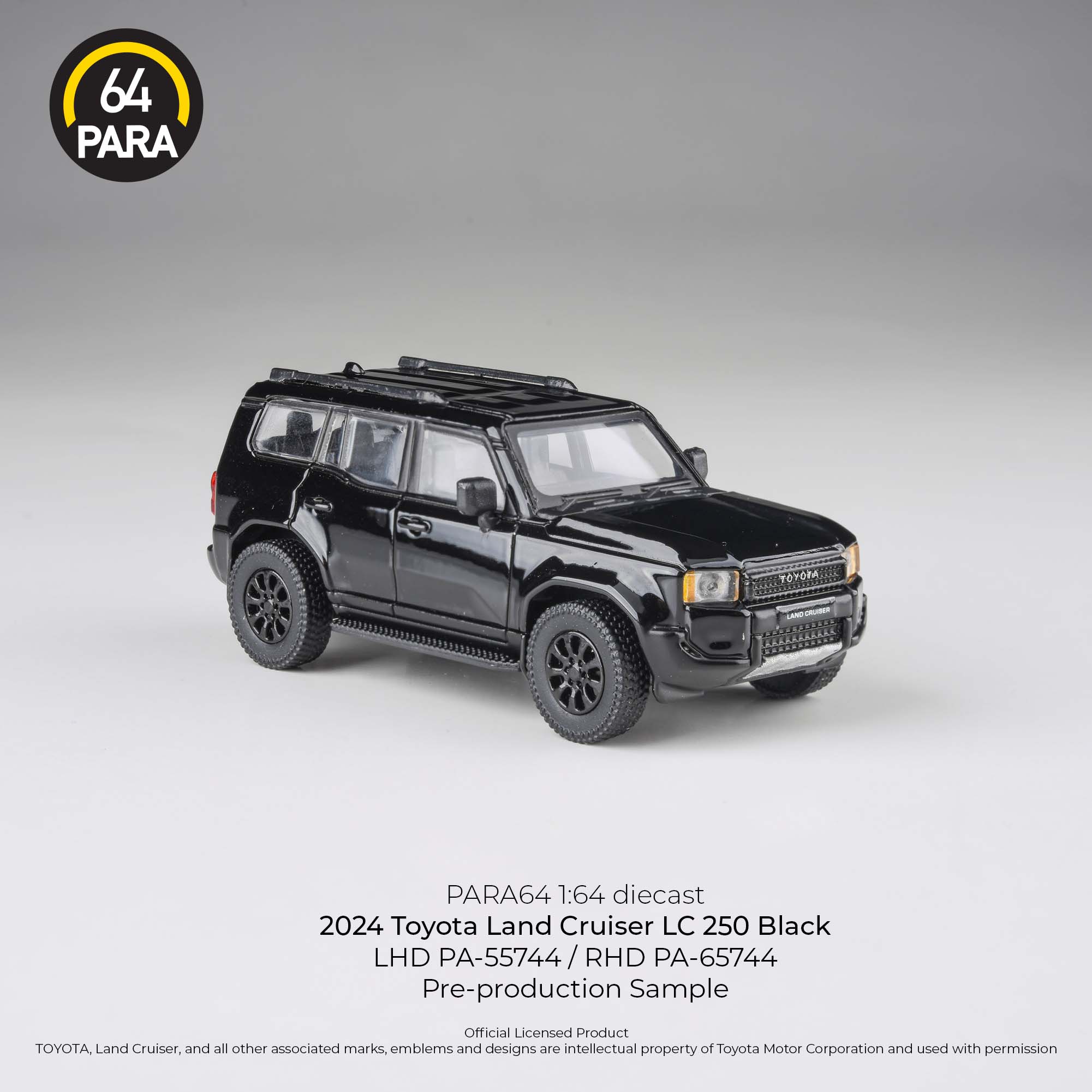 Para64 1:64 2024 Toyota Land Cruiser 250 Prado Black LHD PA55744 Diecast Scale Model