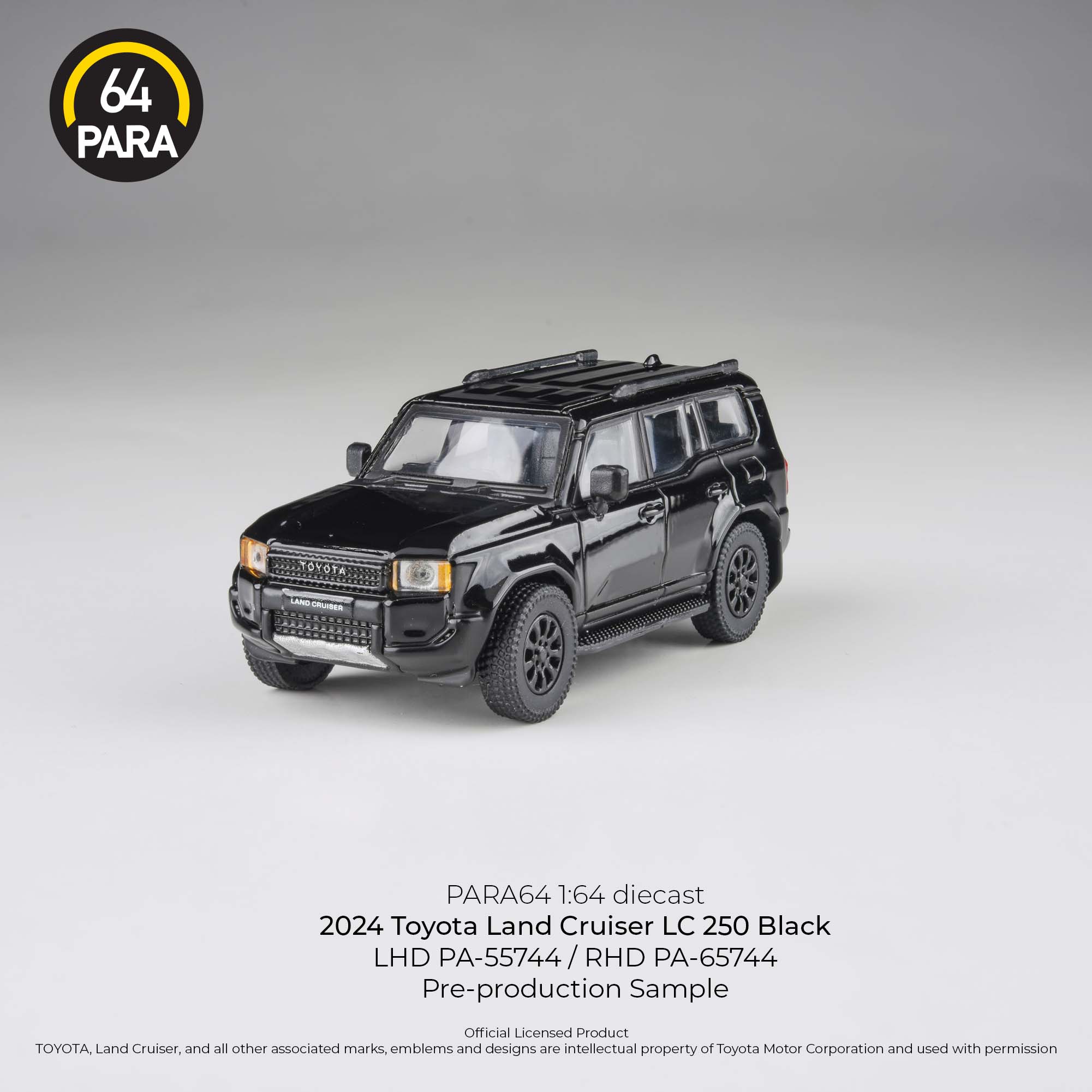Para64 1:64 2024 Toyota Land Cruiser 250 Prado Black LHD PA55744 Diecast Scale Model