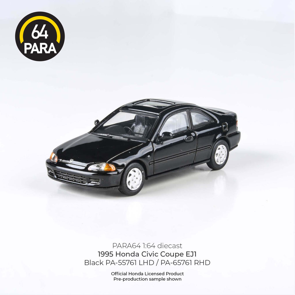 Para64 1/64 1995 Honda Civic Coupe EJ1 Black PA55761 Diecast Scale Model Car