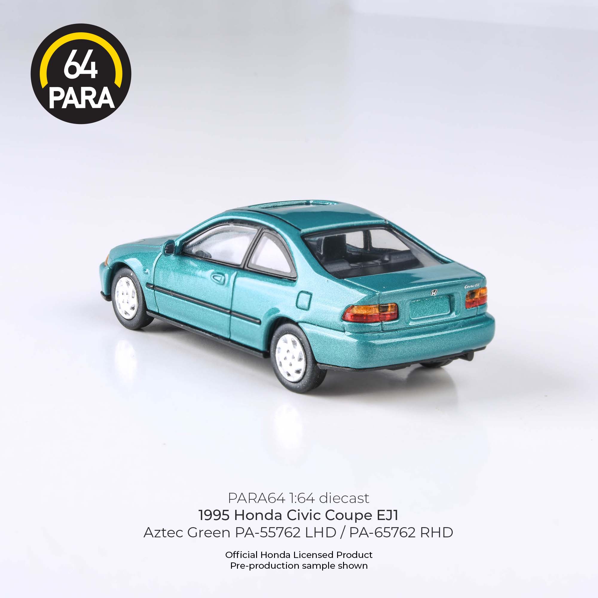 Para64 1/64 1995 Honda Civic Coupe EJ1 Aztec Green PA55762 Diecast Scale Model Car