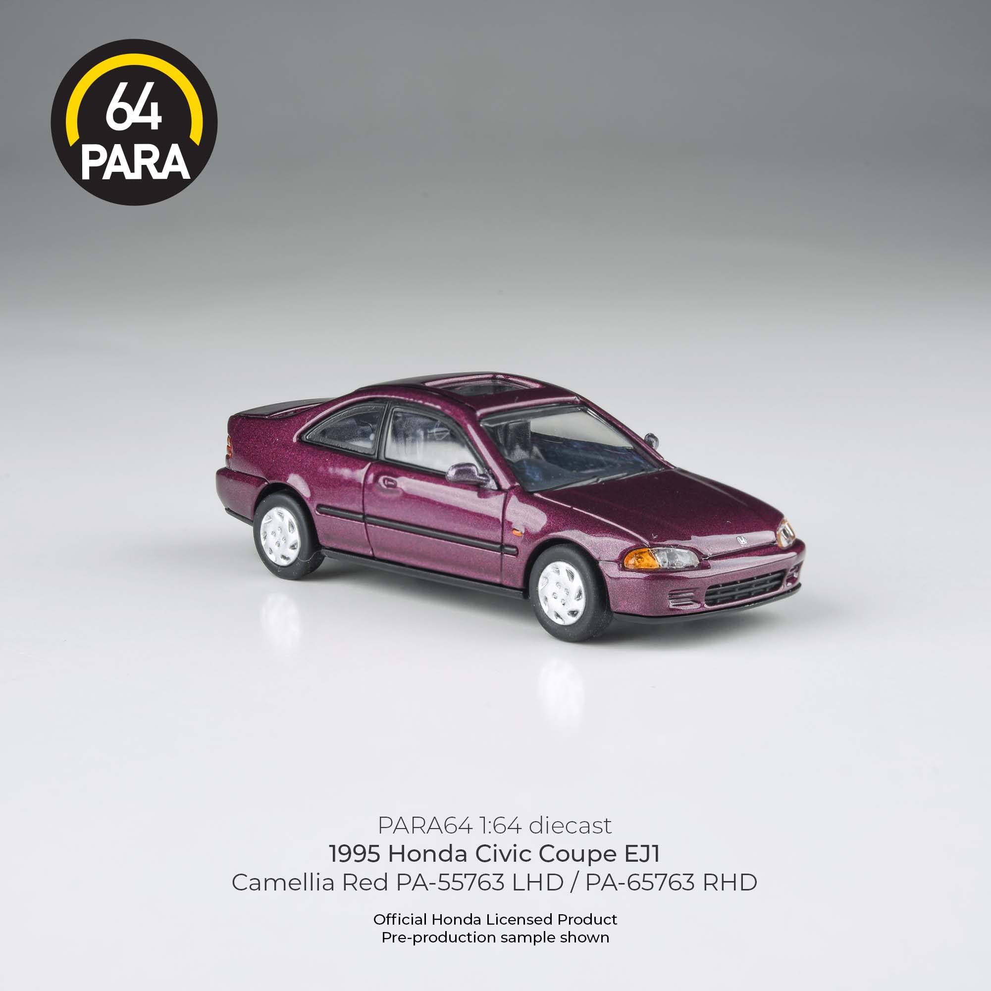 Para64 1:641995 Honda Civic Coupe EJ1 Camellia Red LHD PA55763 Diecast Scale Model