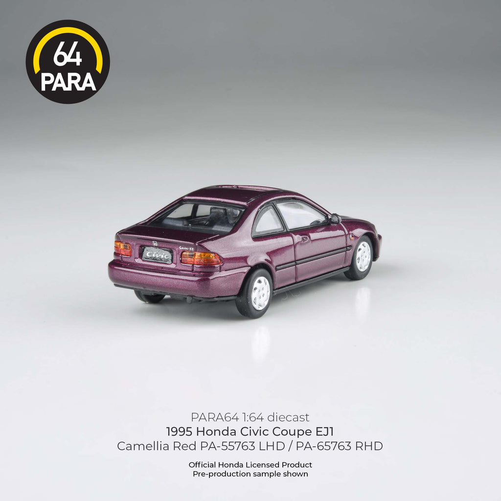 Para64 1:64 1995 Honda Civic Coupe EJ1 Camellia Red LHD PA55763 Diecast Scale Model