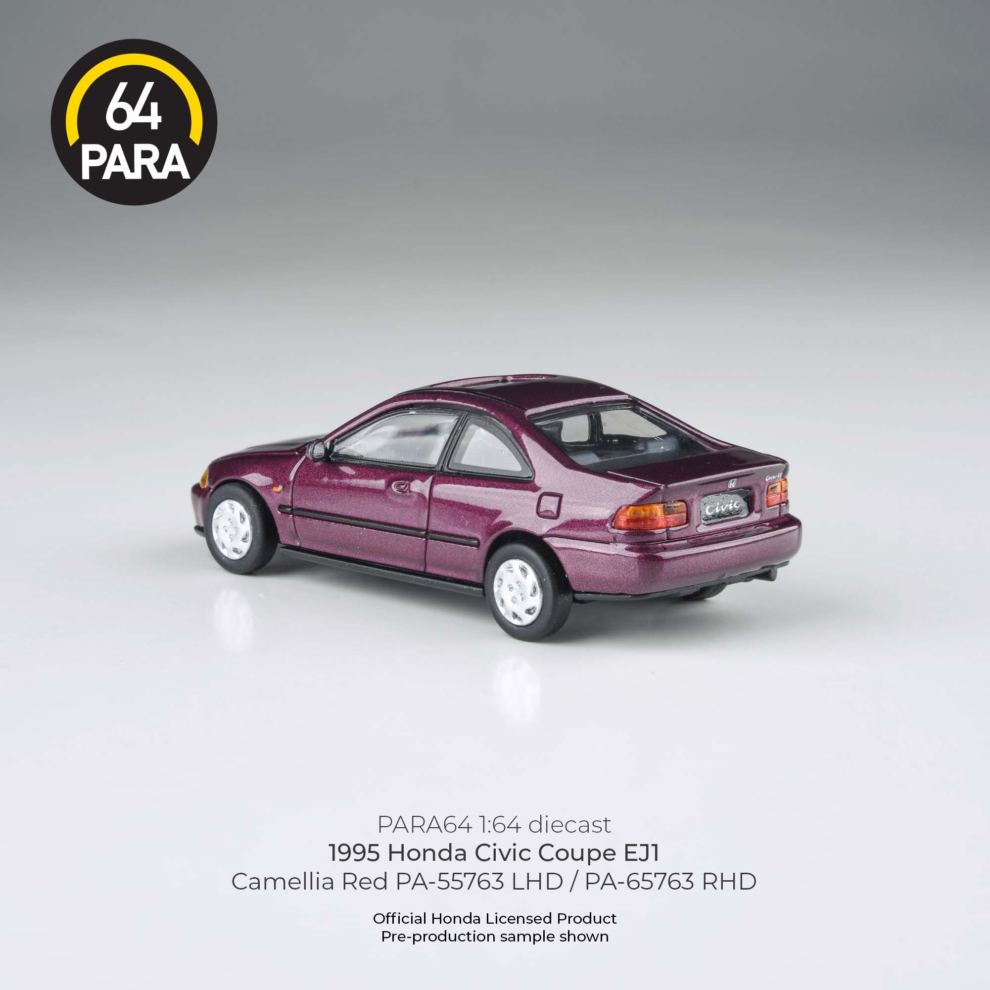 Para64 1:641995 Honda Civic Coupe EJ1 Camellia Red LHD PA55763 Diecast Scale Model