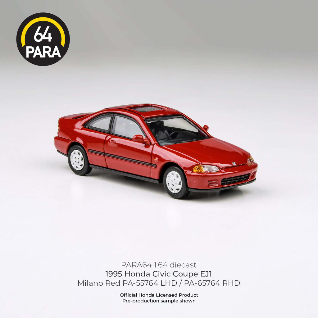 Para64 1/64 1995 Honda Civic Coupe EJ1 Milano Red PA55764 Diecast Scale Model Car