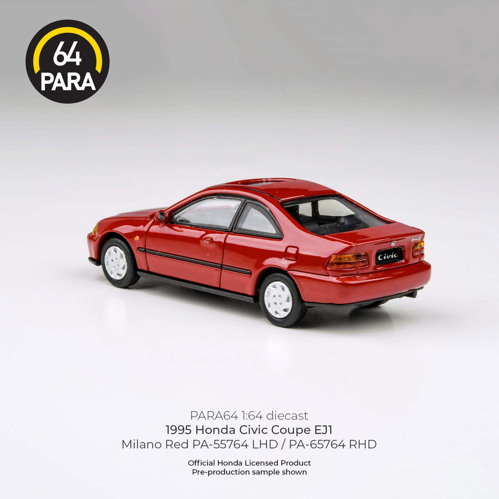 Para64 1/64 1995 Honda Civic Coupe EJ1 Milano Red PA55764 Diecast Scale Model Car