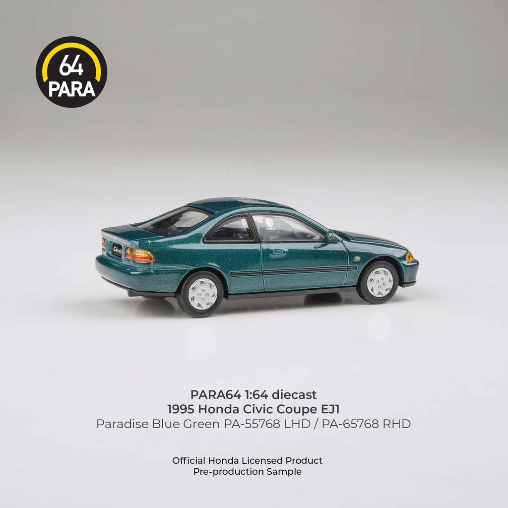 [PRE ORDER] Para64 1/64 1995 Honda Civic Coupe EJ1 Paradise Blue Green PA-55768 Diecast Scale Model Car