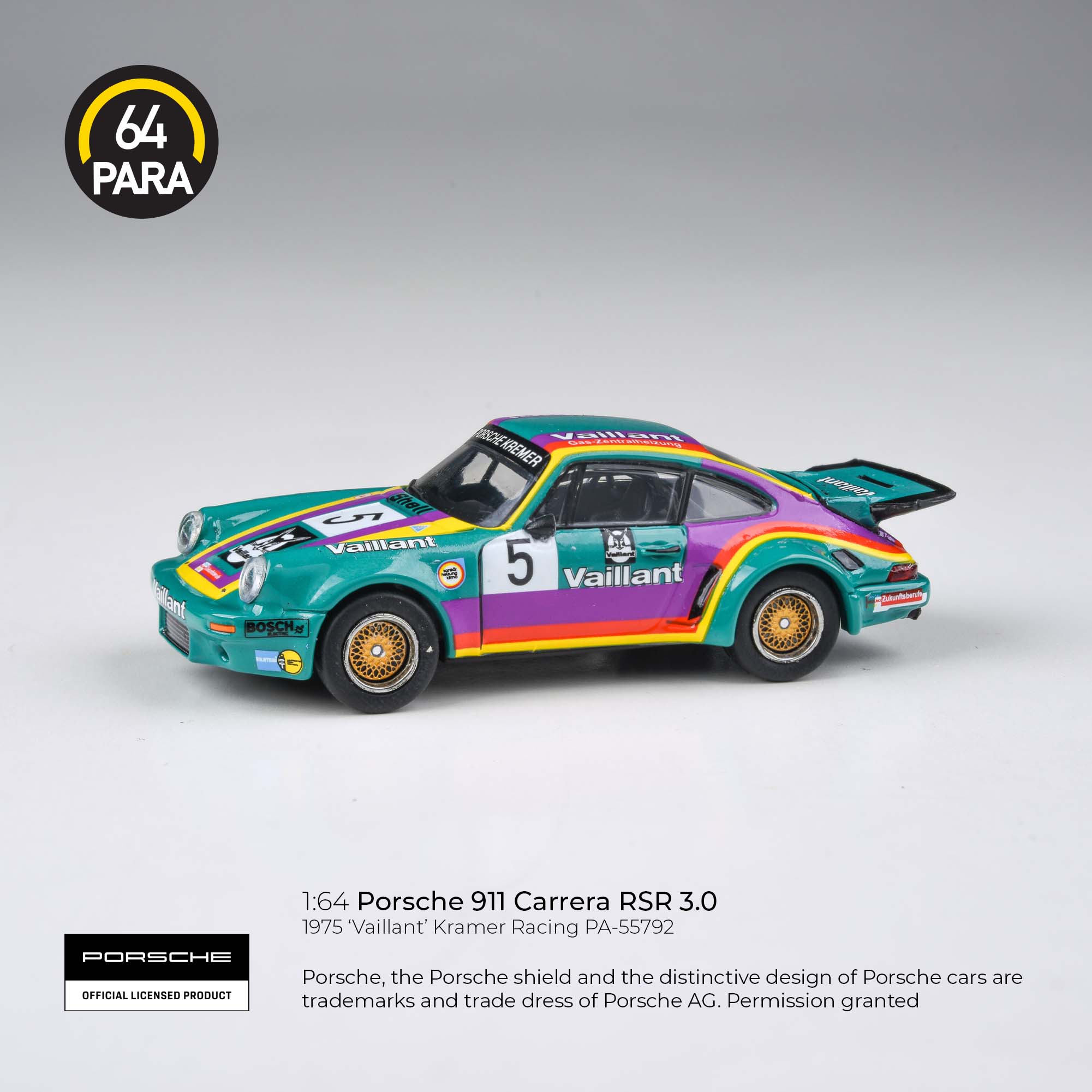 Para64 1/64 Porsche 911 Carrera RSR 3.0 1975 'Vaillant' Kramer Racing PA-55792 Diecast Scale Model Toy Car