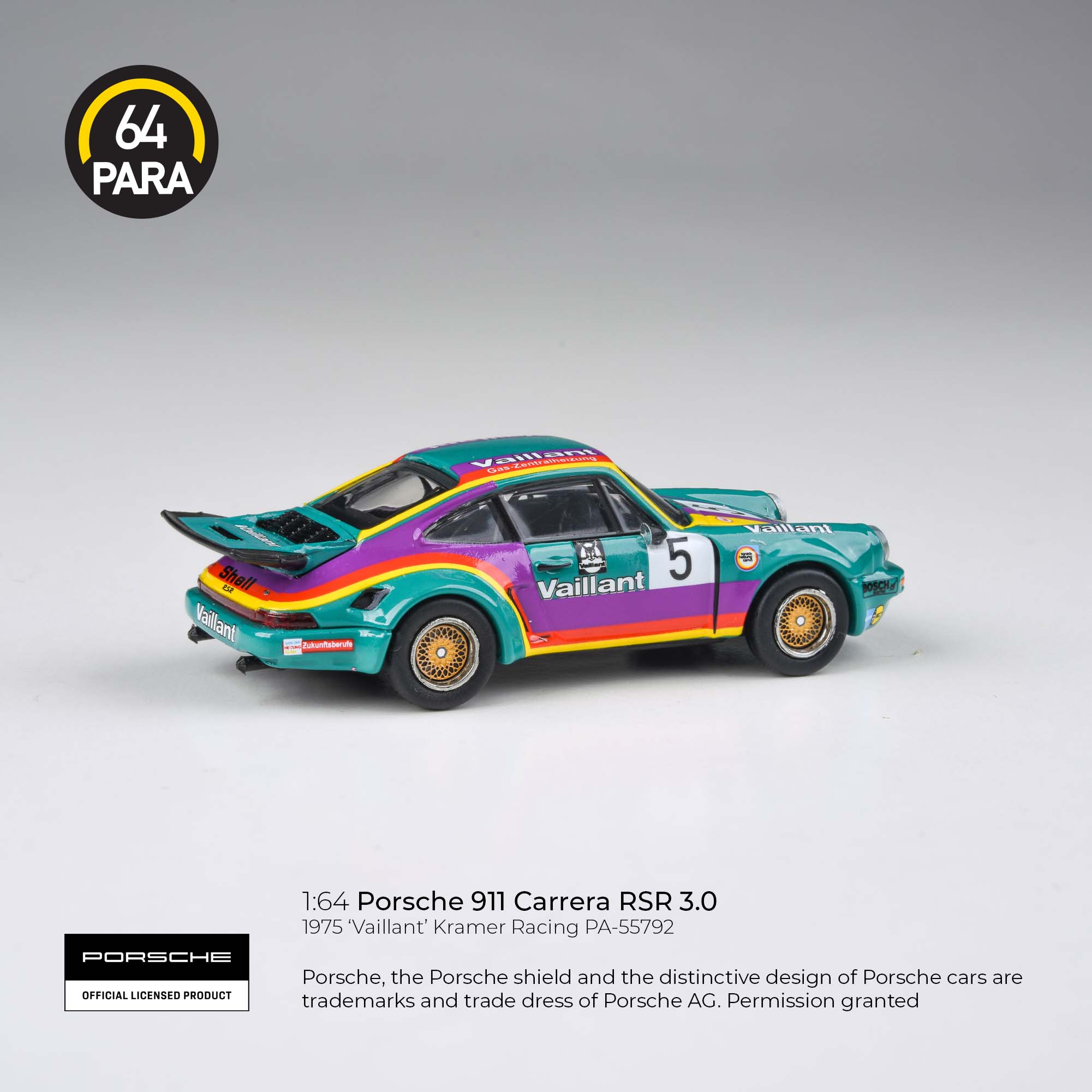 Para64 1/64 Porsche 911 Carrera RSR 3.0 1975 'Vaillant' Kramer Racing PA-55792 Diecast Scale Model Toy Car