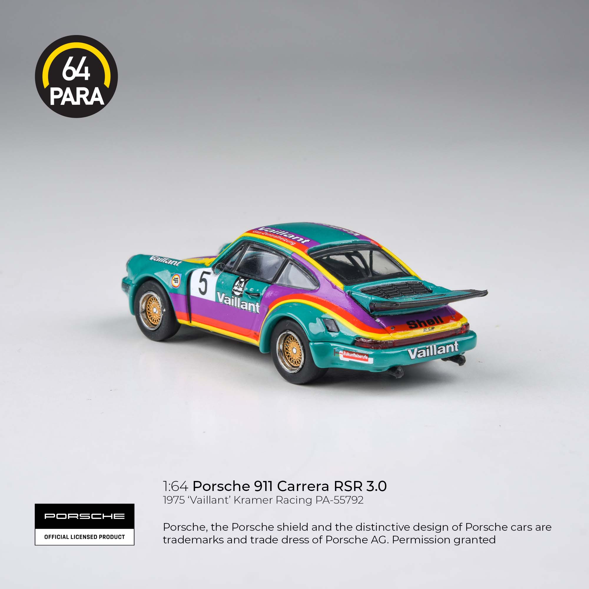Para64 1/64 Porsche 911 Carrera RSR 3.0 1975 'Vaillant' Kramer Racing PA-55792 Diecast Scale Model Toy Car