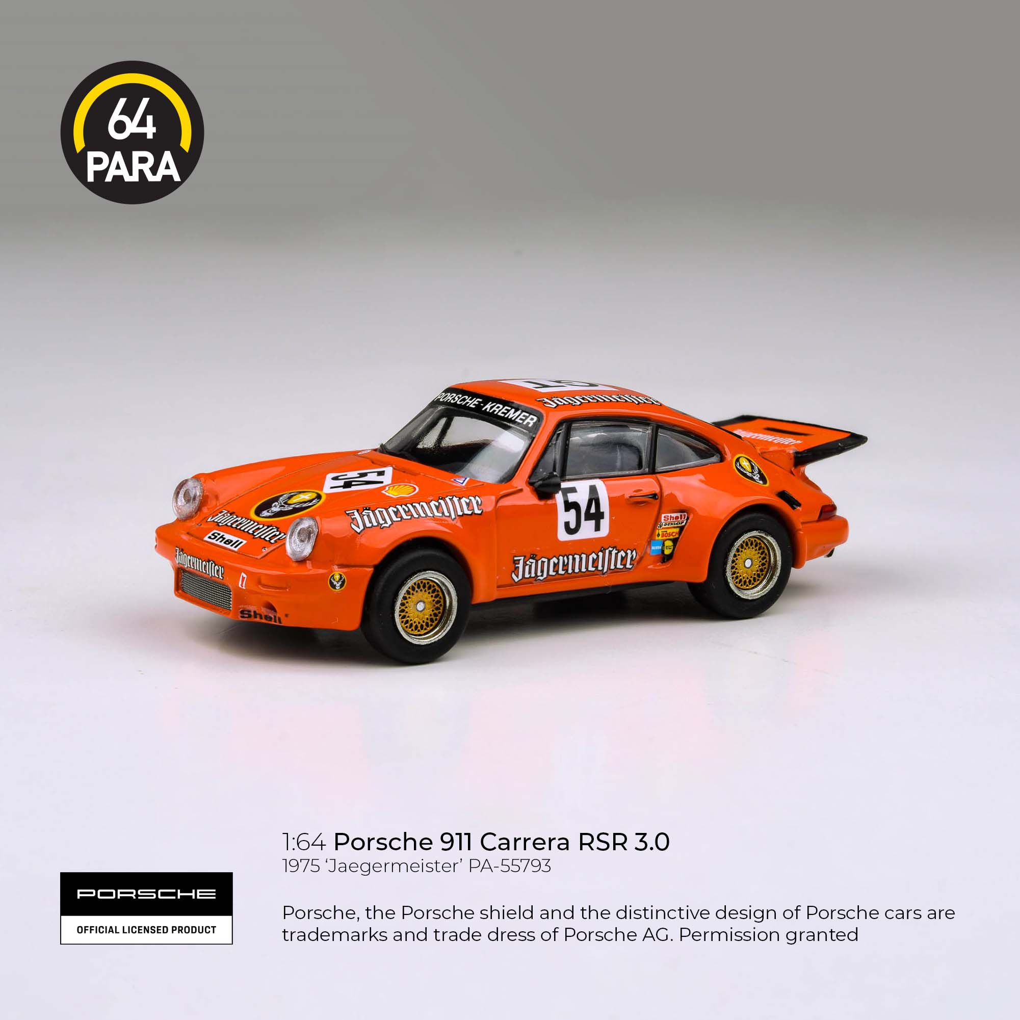 Para64 1/64 Porsche 911 Carrera RSR 3.0 Jaegermeister PA55793 Diecast Scale Model Car