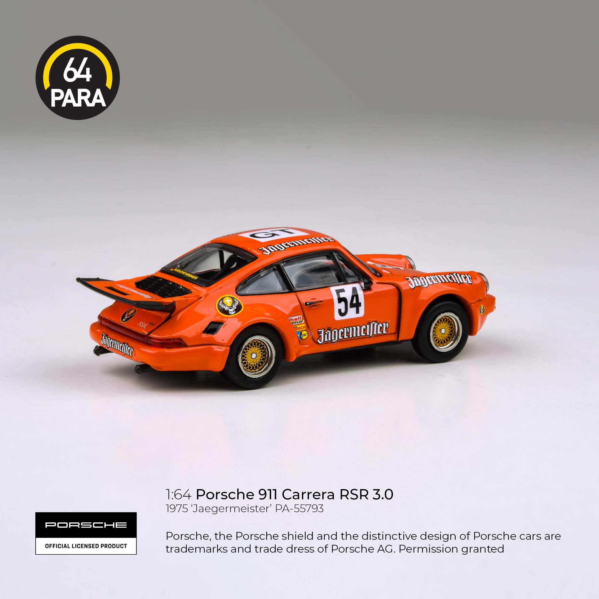 Para64 1/64 Porsche 911 Carrera RSR 3.0 Jaegermeister PA55793 Diecast Scale Model Car