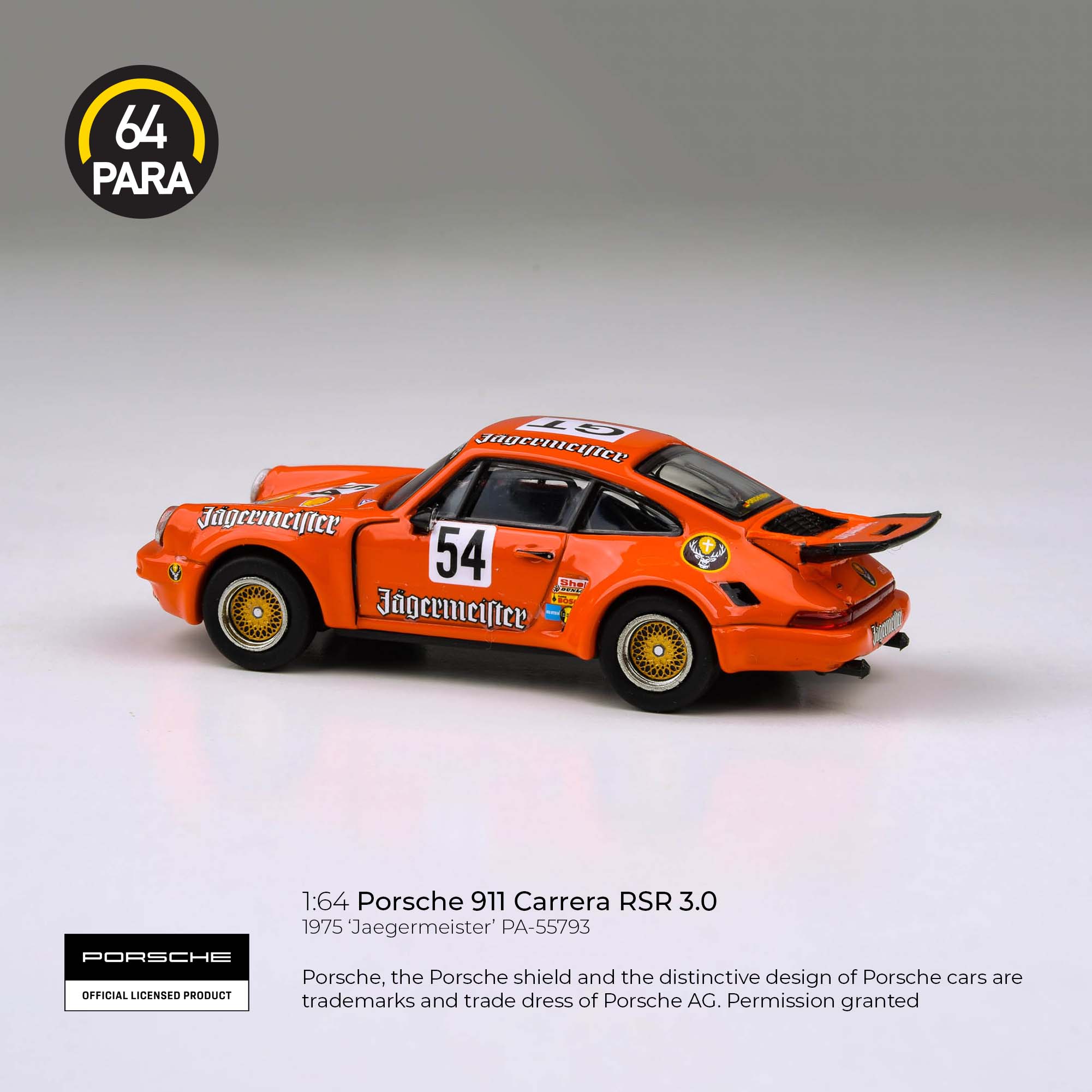 Para64 1/64 Porsche 911 Carrera RSR 3.0 Jaegermeister PA55793 Diecast Scale Model Car