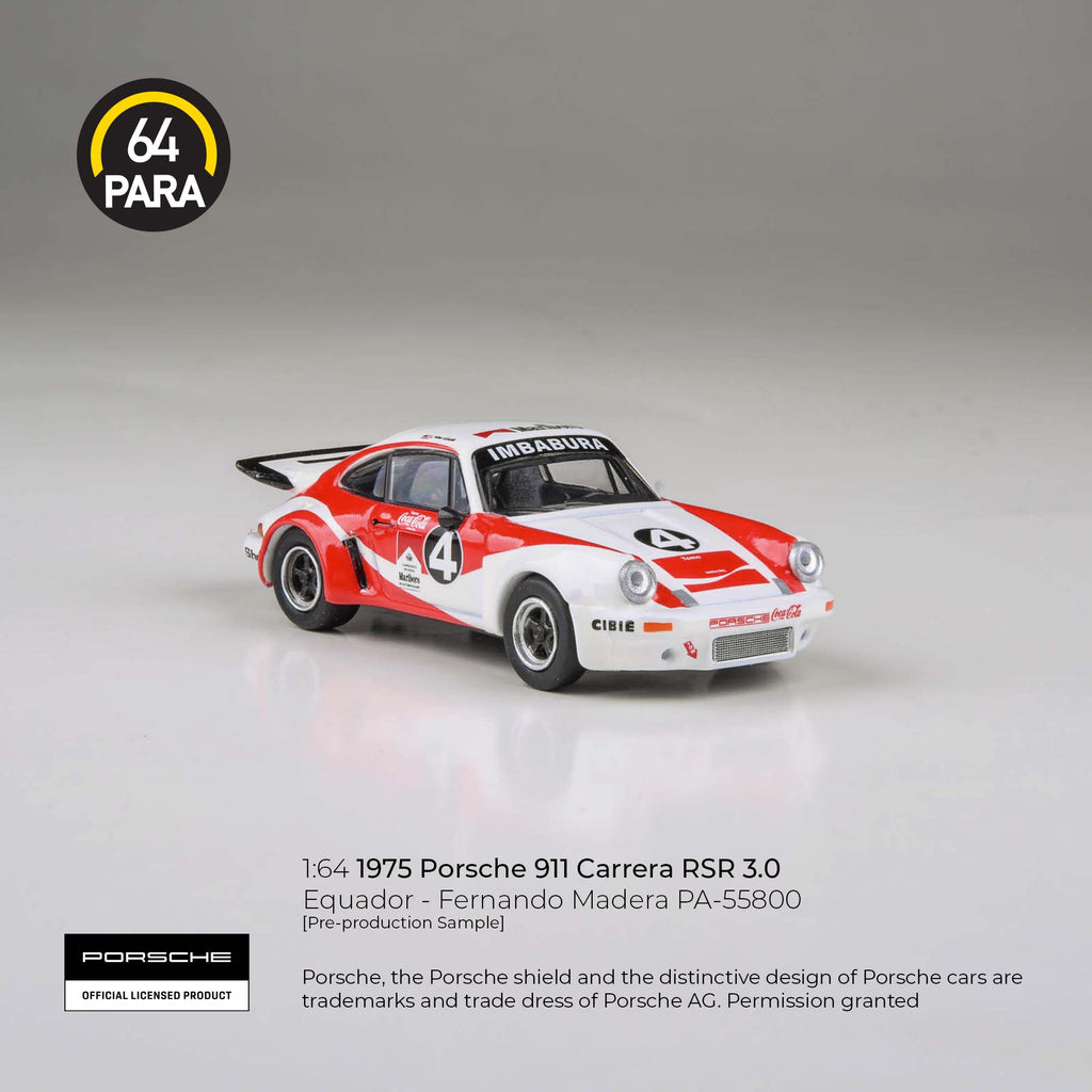 [PRE ORDER] Para64 1/64 1976 Porsche 911 Carrera RSR 3.0 Equador - Fernando Madera PA-55800 Diecast Scale Model Car
