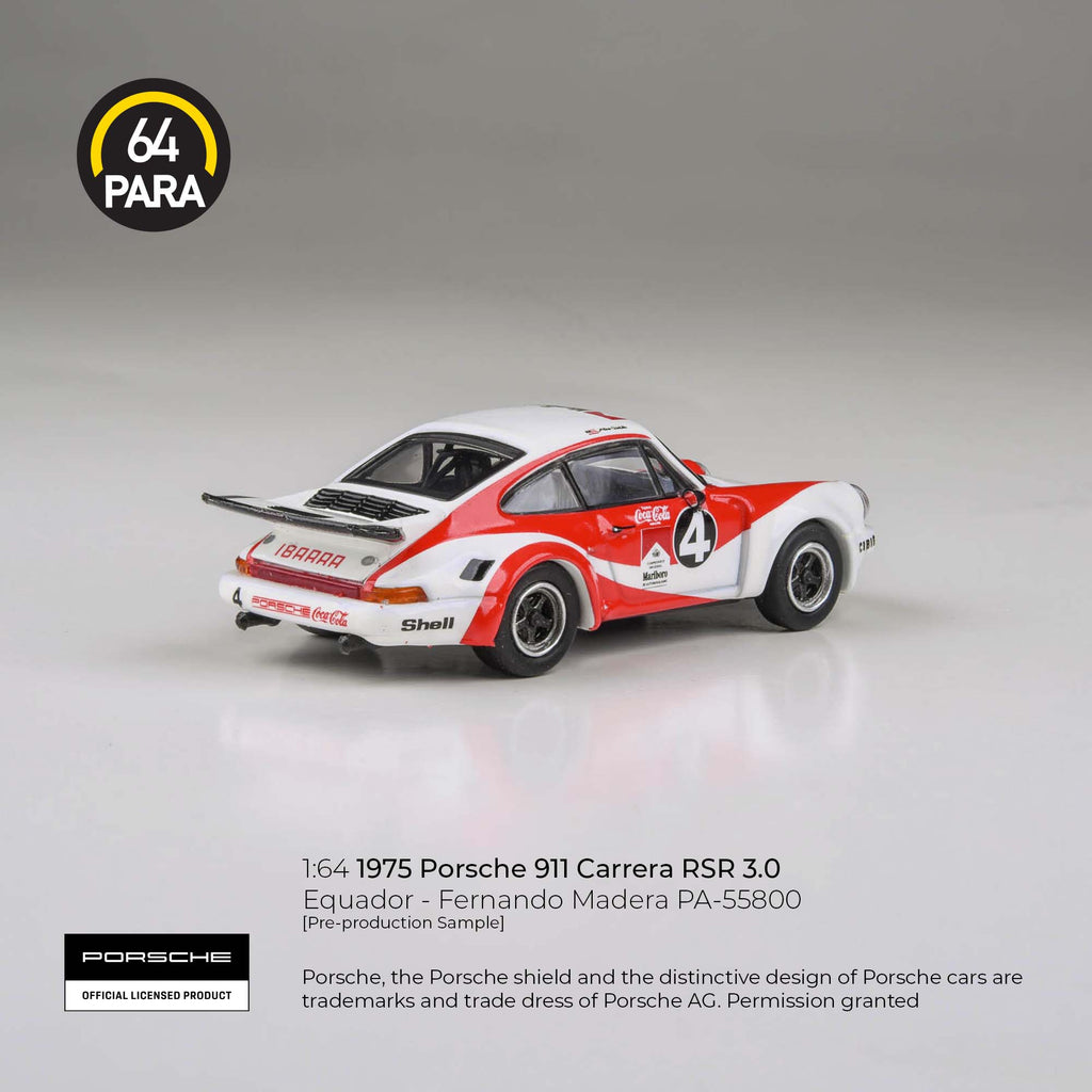[PRE ORDER] Para64 1/64 1976 Porsche 911 Carrera RSR 3.0 Equador - Fernando Madera PA-55800 Diecast Scale Model Car