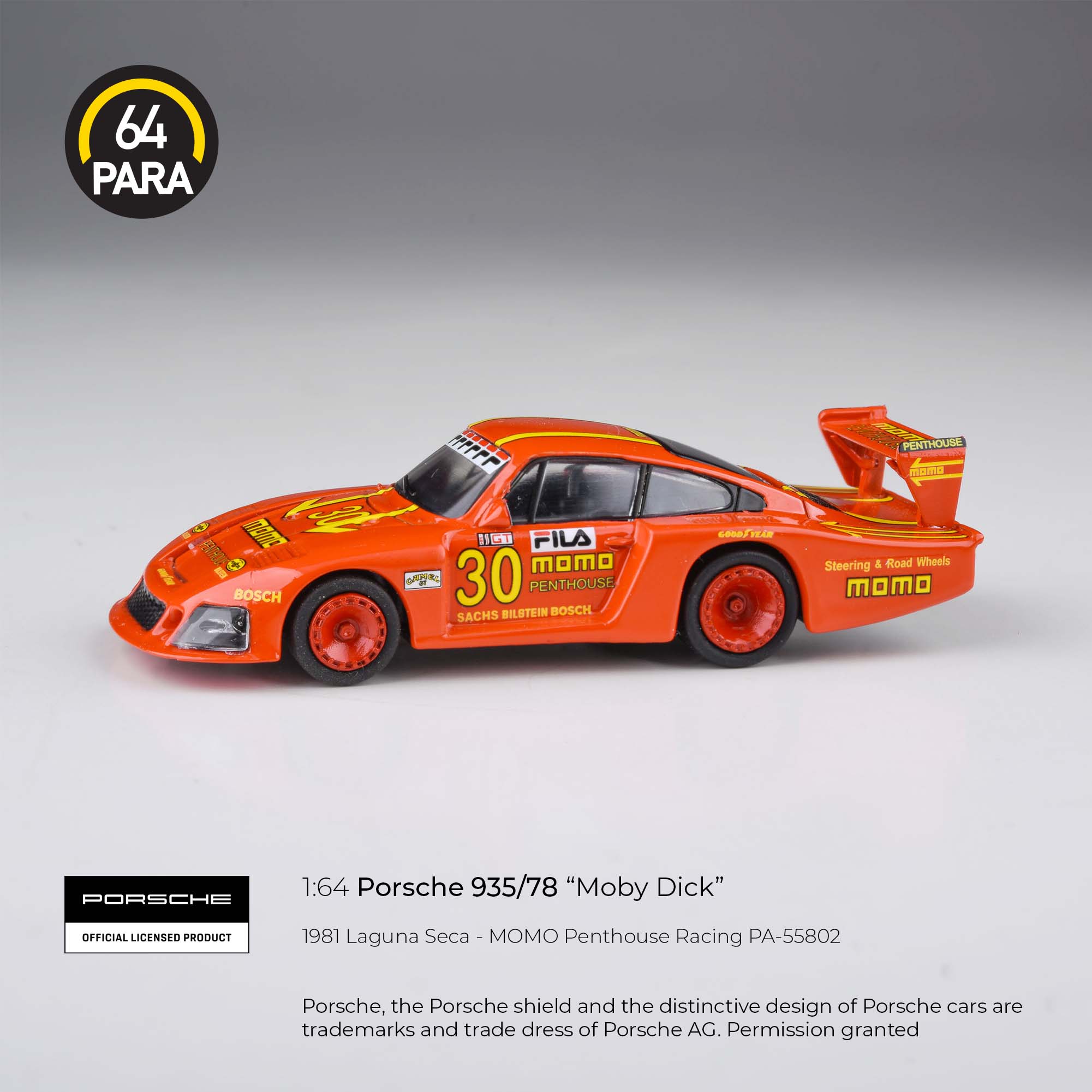 Para64 1:64 Porsche 935/78 "MOMO Livery" 1981 Laguna Seca 100 Miles PA55802 Diecast Scale Model