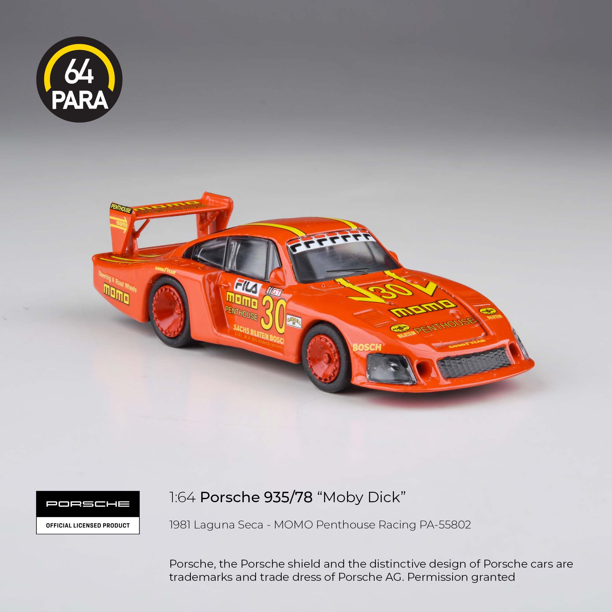 Para64 1:64 Porsche 935/78 "MOMO Livery" 1981 Laguna Seca 100 Miles PA55802 Diecast Scale Model