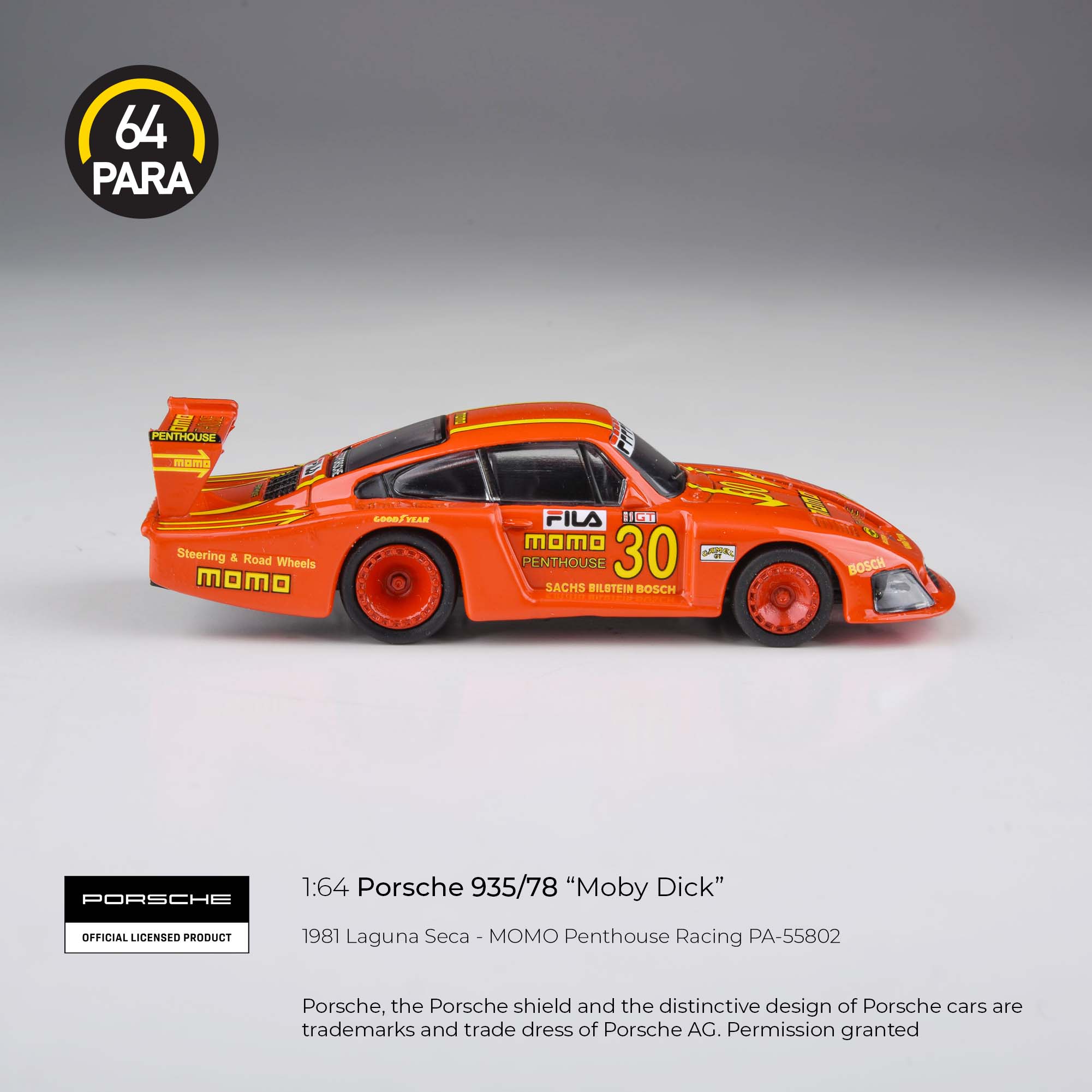 Para64 1:64 Porsche 935/78 "MOMO Livery" 1981 Laguna Seca 100 Miles PA55802 Diecast Scale Model