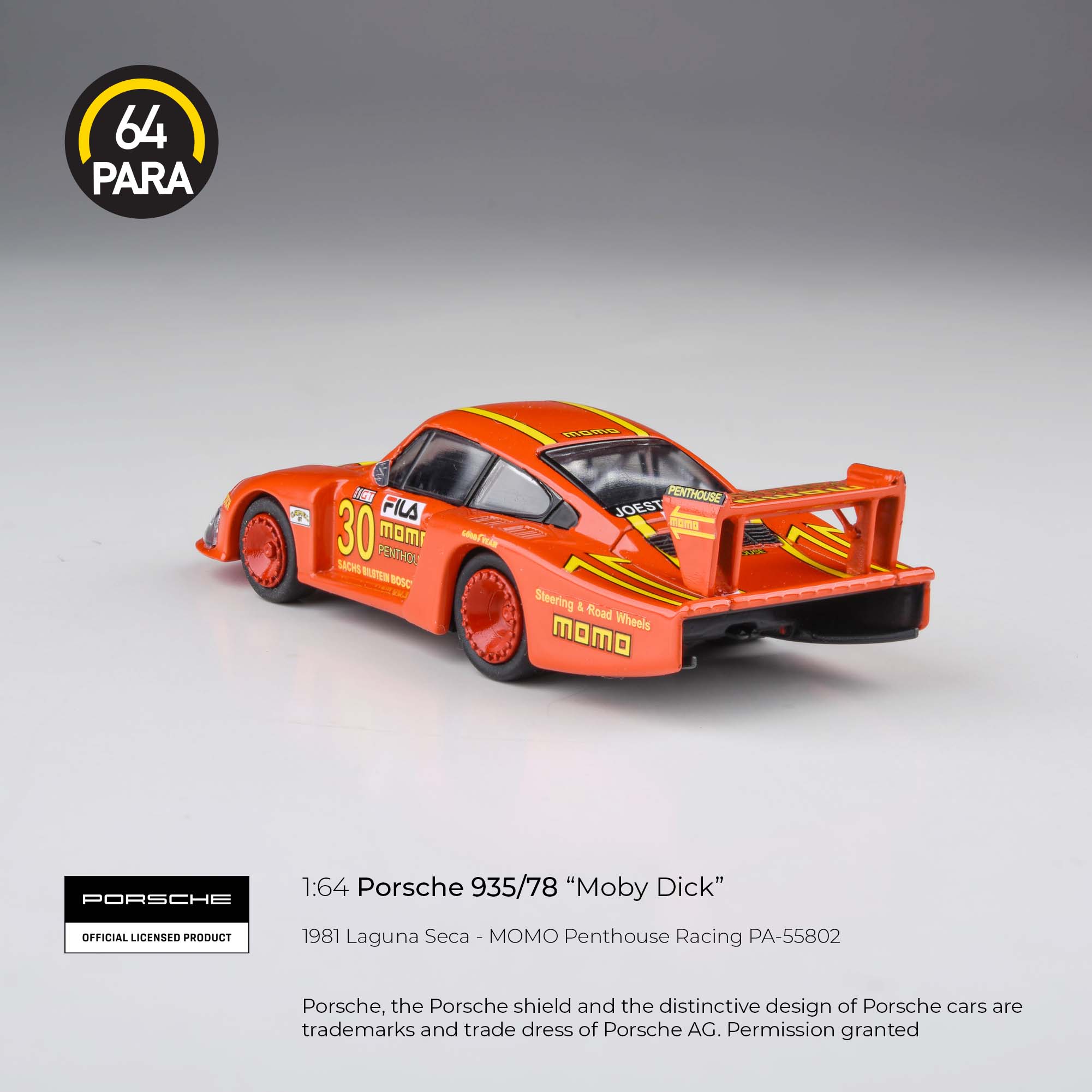 Para64 1:64 Porsche 935/78 "MOMO Livery" 1981 Laguna Seca 100 Miles PA55802 Diecast Scale Model