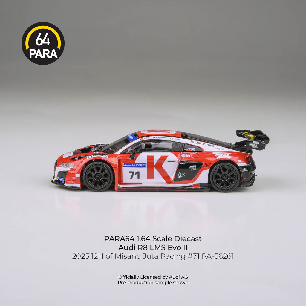 [PRE ORDER] Para64 1/64 Audi R8 LMS Evo 2025 12H of Misano Juta Racing #71 PA-56261 Diecast Scale Model Car