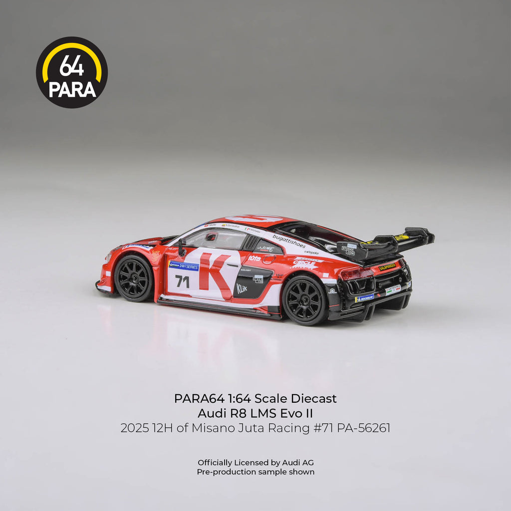 [PRE ORDER] Para64 1/64 Audi R8 LMS Evo 2025 12H of Misano Juta Racing #71 PA-56261 Diecast Scale Model Car