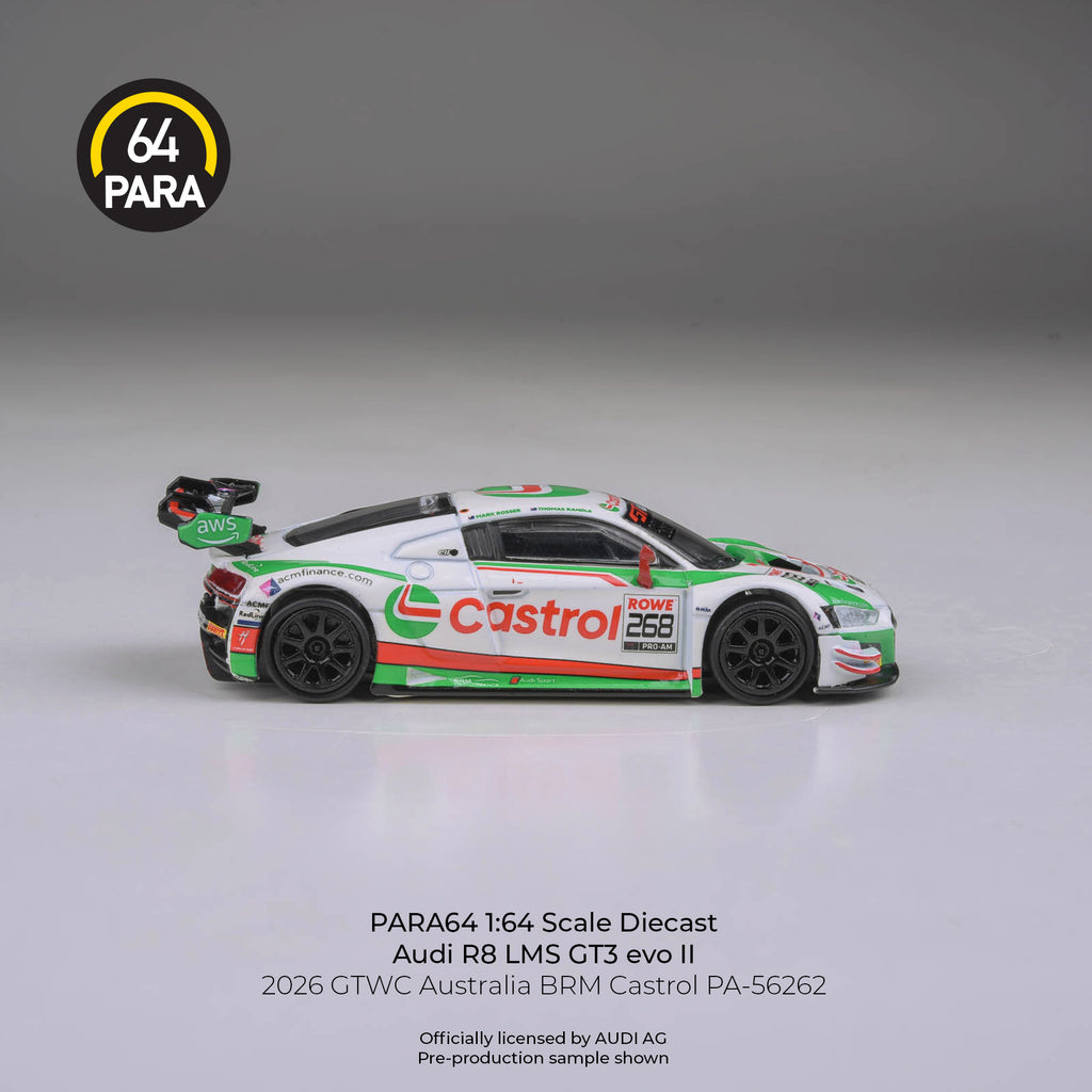 [PRE ORDER] Para64 1/64 Audi R8 LMS GT3 evo II 2026 GTWC Australia BRM Castrol PA56262 Diecast Scale Model Car