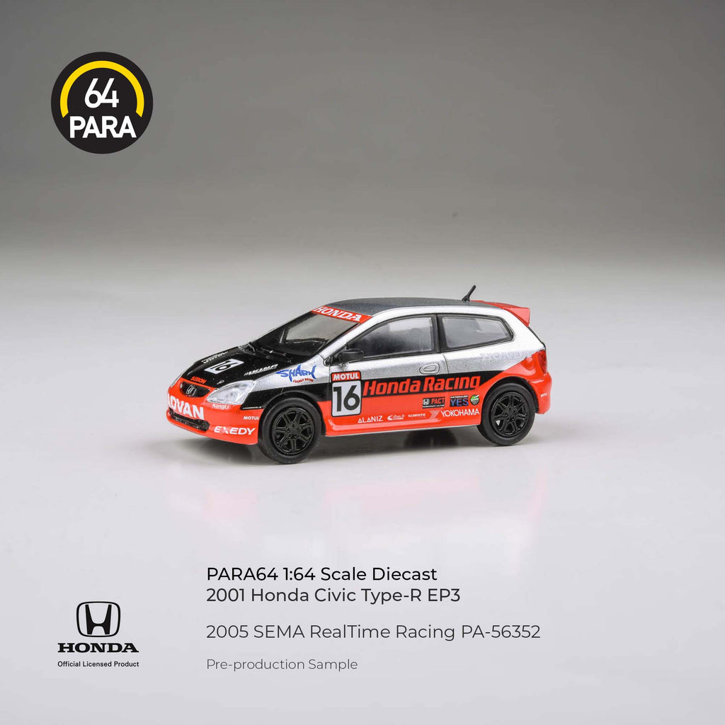 [PRE ORDER] Para64 1/64 Honda Civic 2005 SEMA RealTime Racing PA-56352 Diecast Scale Model Car