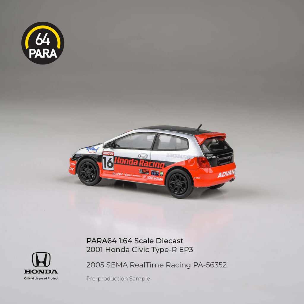 [PRE ORDER] Para64 1/64 Honda Civic 2005 SEMA RealTime Racing PA-56352 Diecast Scale Model Car