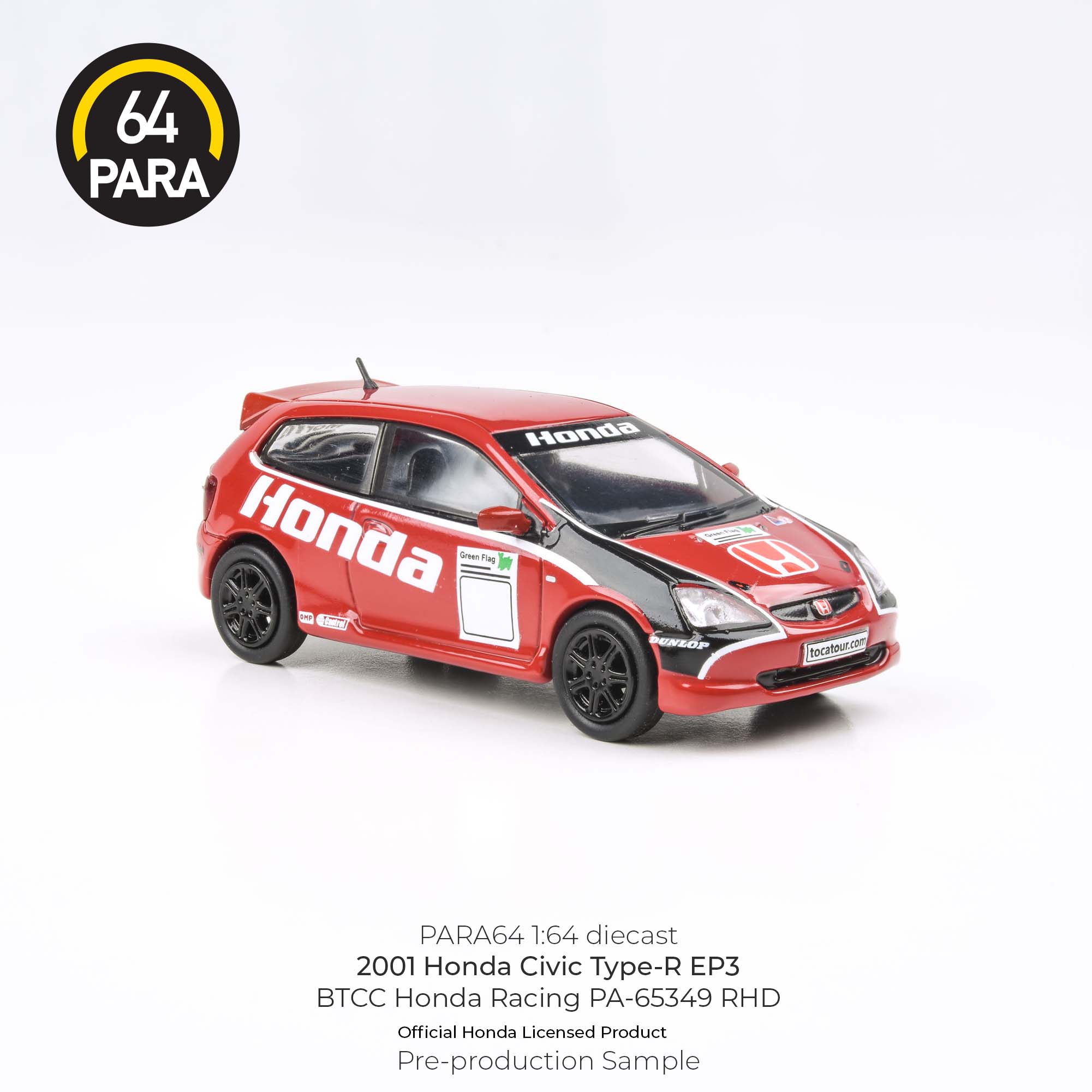Para64 1:64 2001 Honda Civic Type-R EP3 BTCC Honda Racing RHD PA-65349 Diecast Scale Model