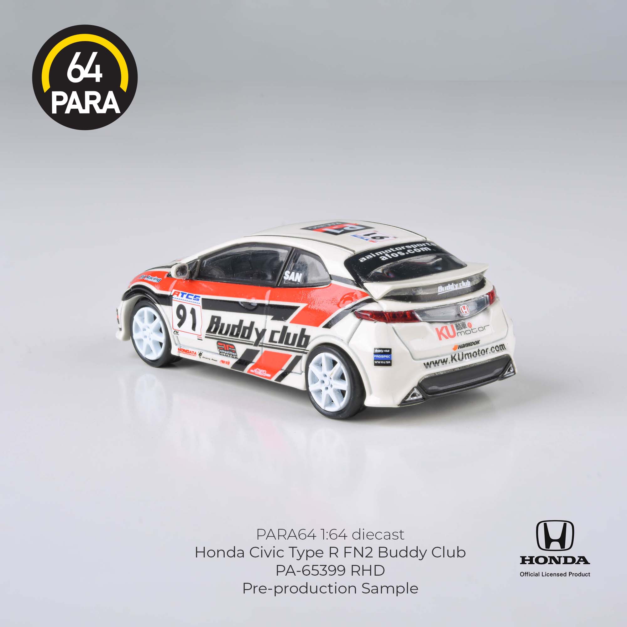 Para64 1/64 Honda Civic Type R FN2 Buddy Club RHD PA-65399 Diecast Scale Model