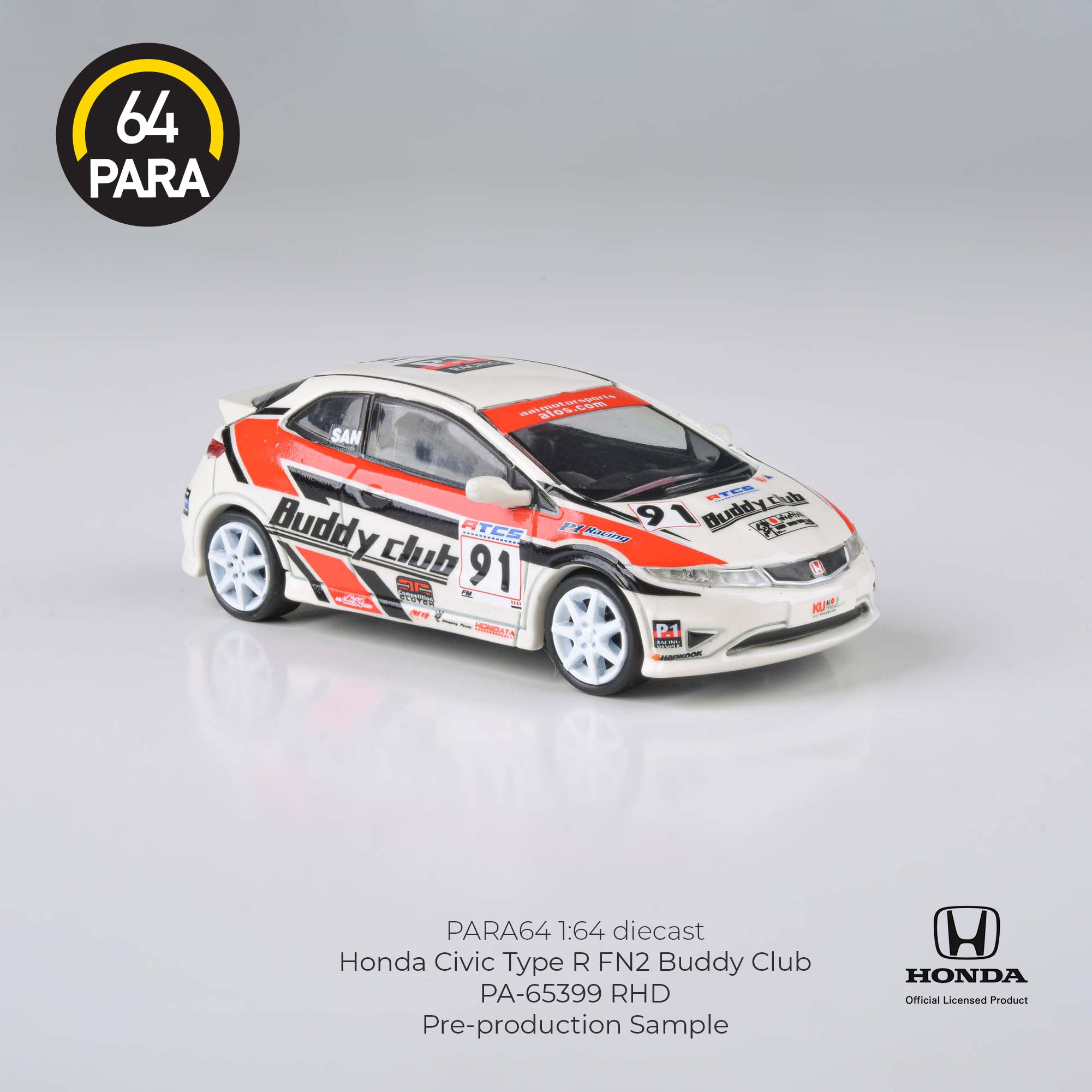 Para64 1/64 Honda Civic Type R FN2 Buddy Club RHD PA-65399 Diecast Scale Model