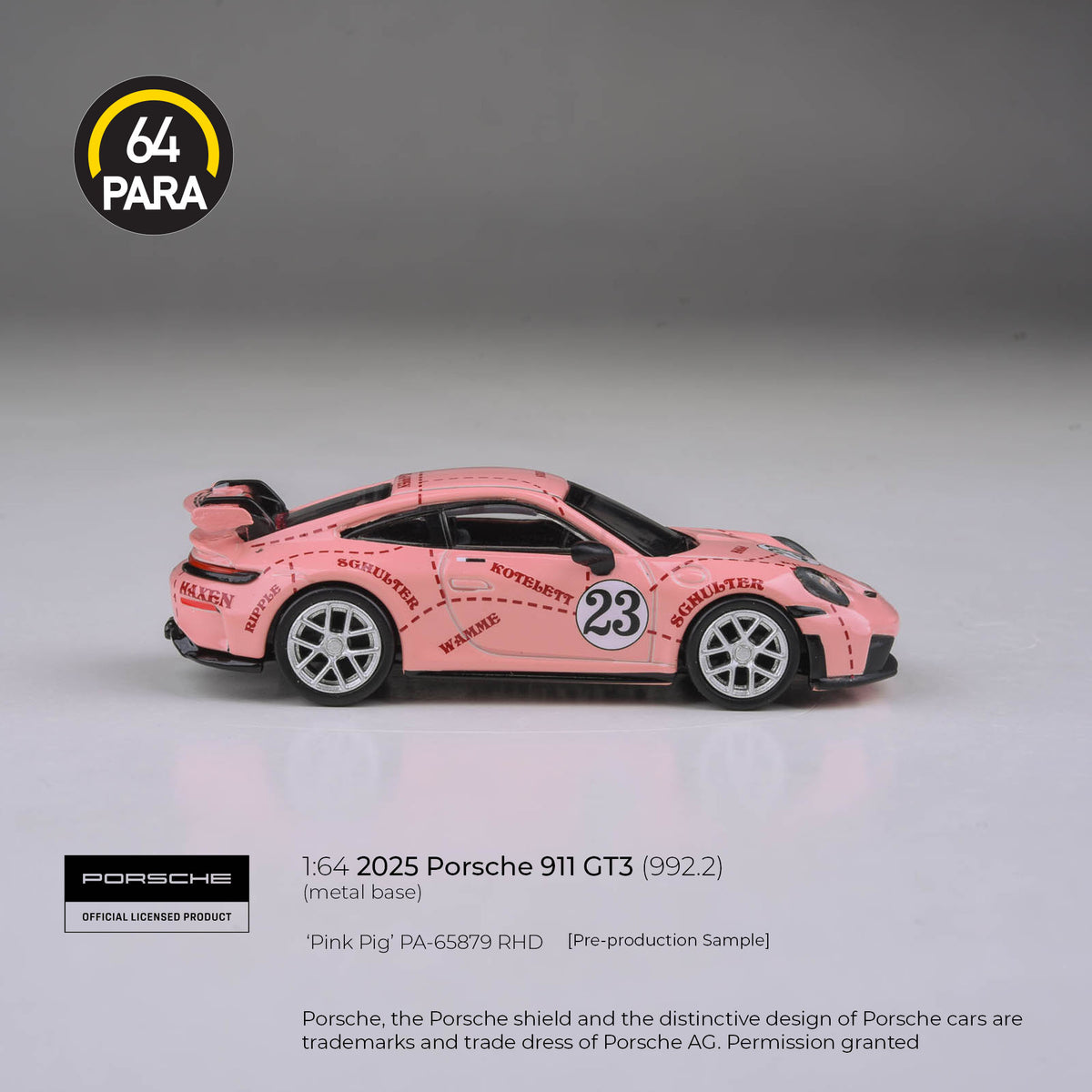 [PRE ORDER] Para64 1/64 2026 Porsche 911 GT3 (992.2) Pink Pig PA65879 Diecast Scale Model Car