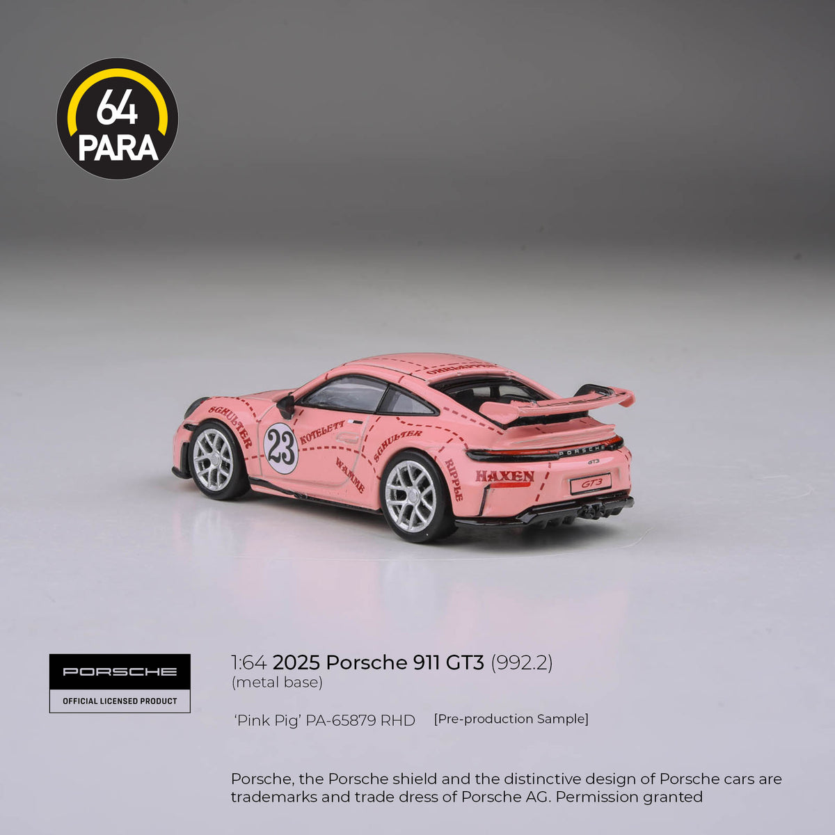 [PRE ORDER] Para64 1/64 2026 Porsche 911 GT3 (992.2) Pink Pig PA65879 Diecast Scale Model Car