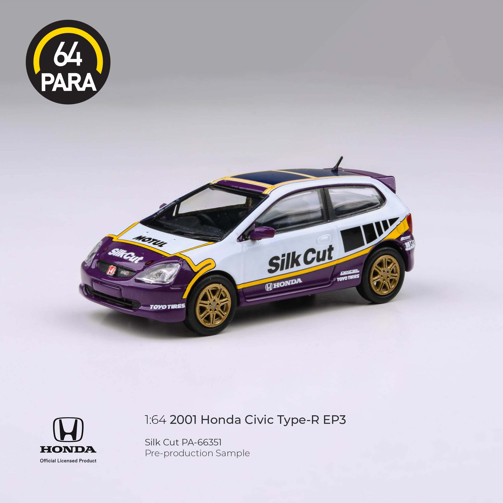 Para64 1/64 2001 Honda Civic Type R EP3 Silk Cut PA66351 Diecast Scale Model Car