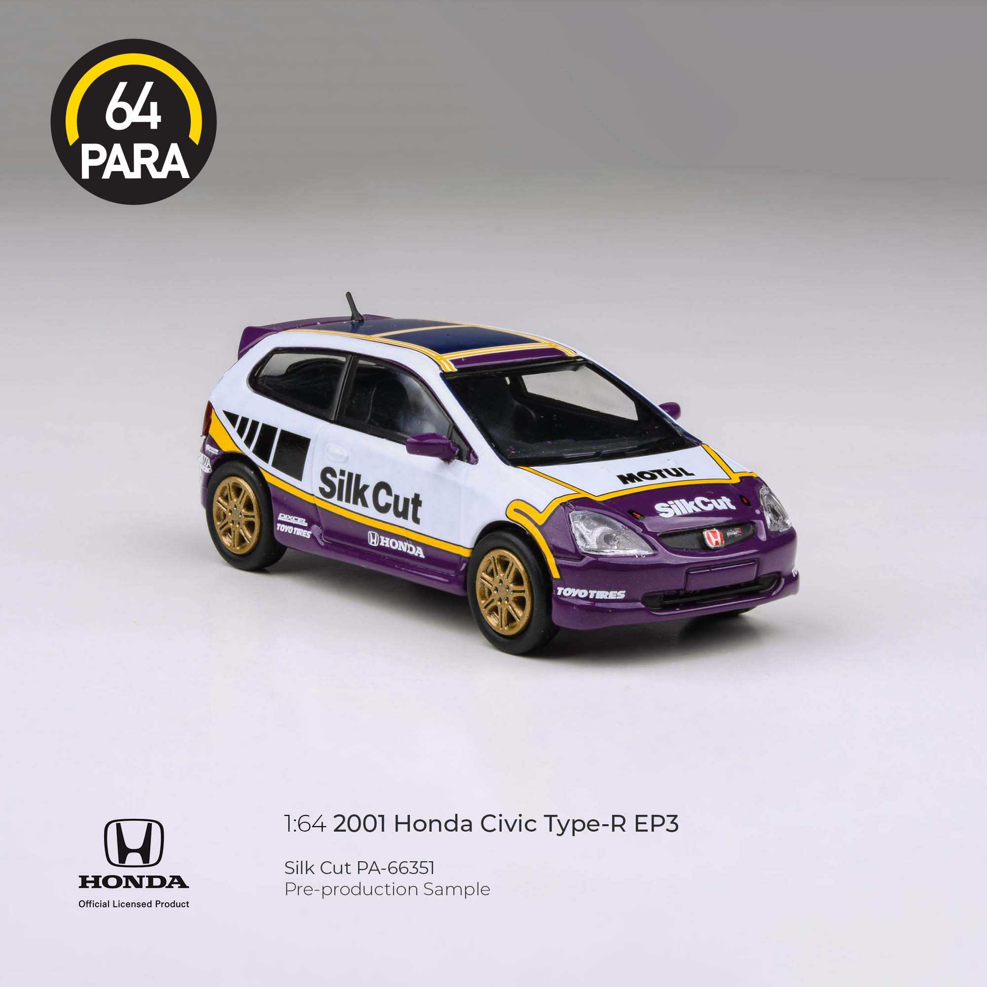 Para64 1/64 2001 Honda Civic Type R EP3 Silk Cut PA66351 Diecast Scale Model Car