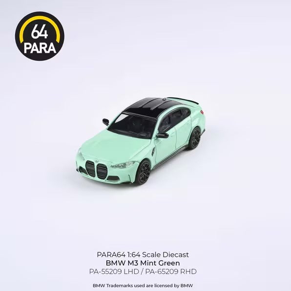 Para64 1/64 BMW M3 Mint Green PA55209 Diecast Scale Model Car