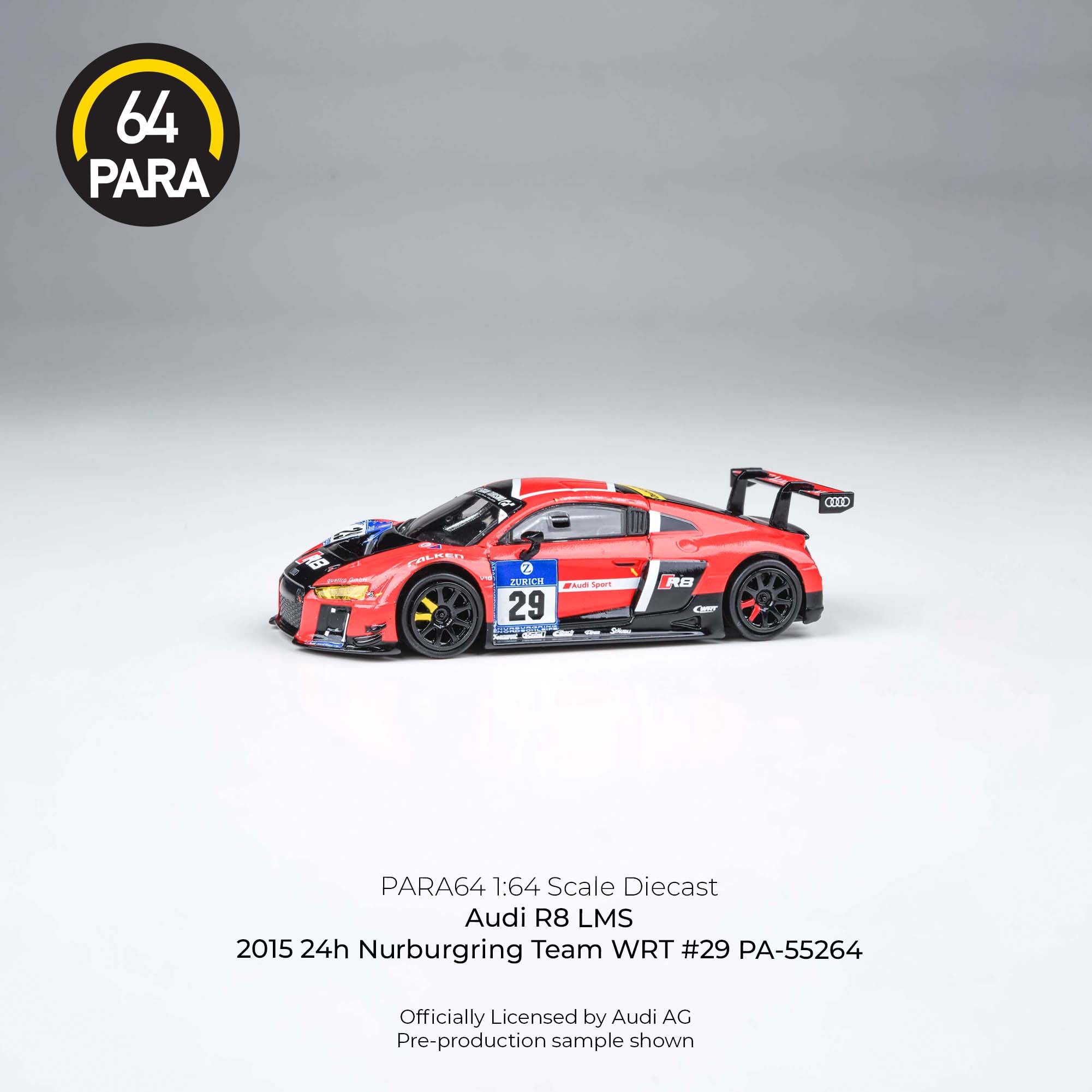 Para64 1/64 Audi R8 LMS 2015 24h Nurburgring Team  WRT#29 PA55264 Diecast Scale Model Car