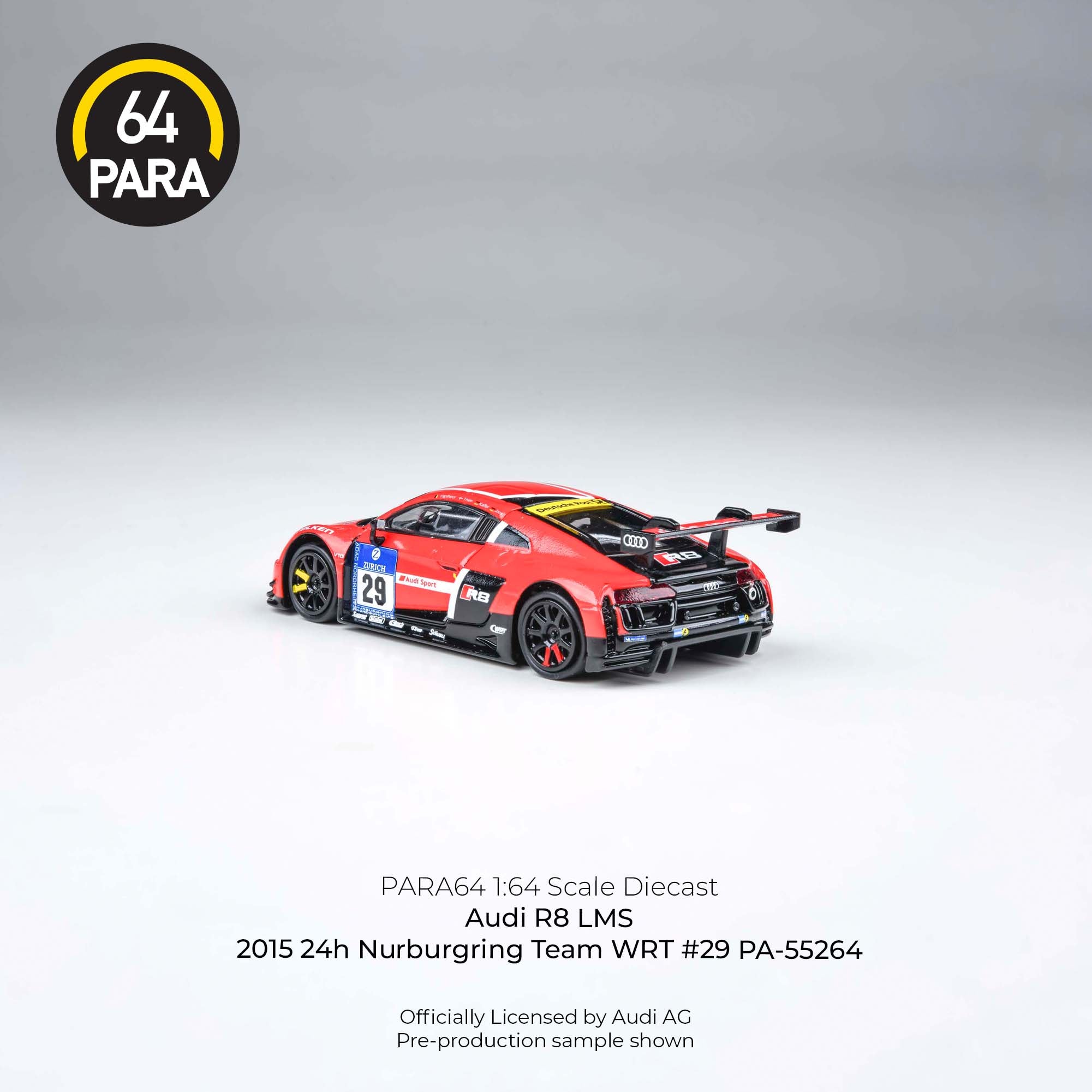 Para64 1/64 Audi R8 LMS 2015 24h Nurburgring Team  WRT#29 PA55264 Diecast Scale Model Car