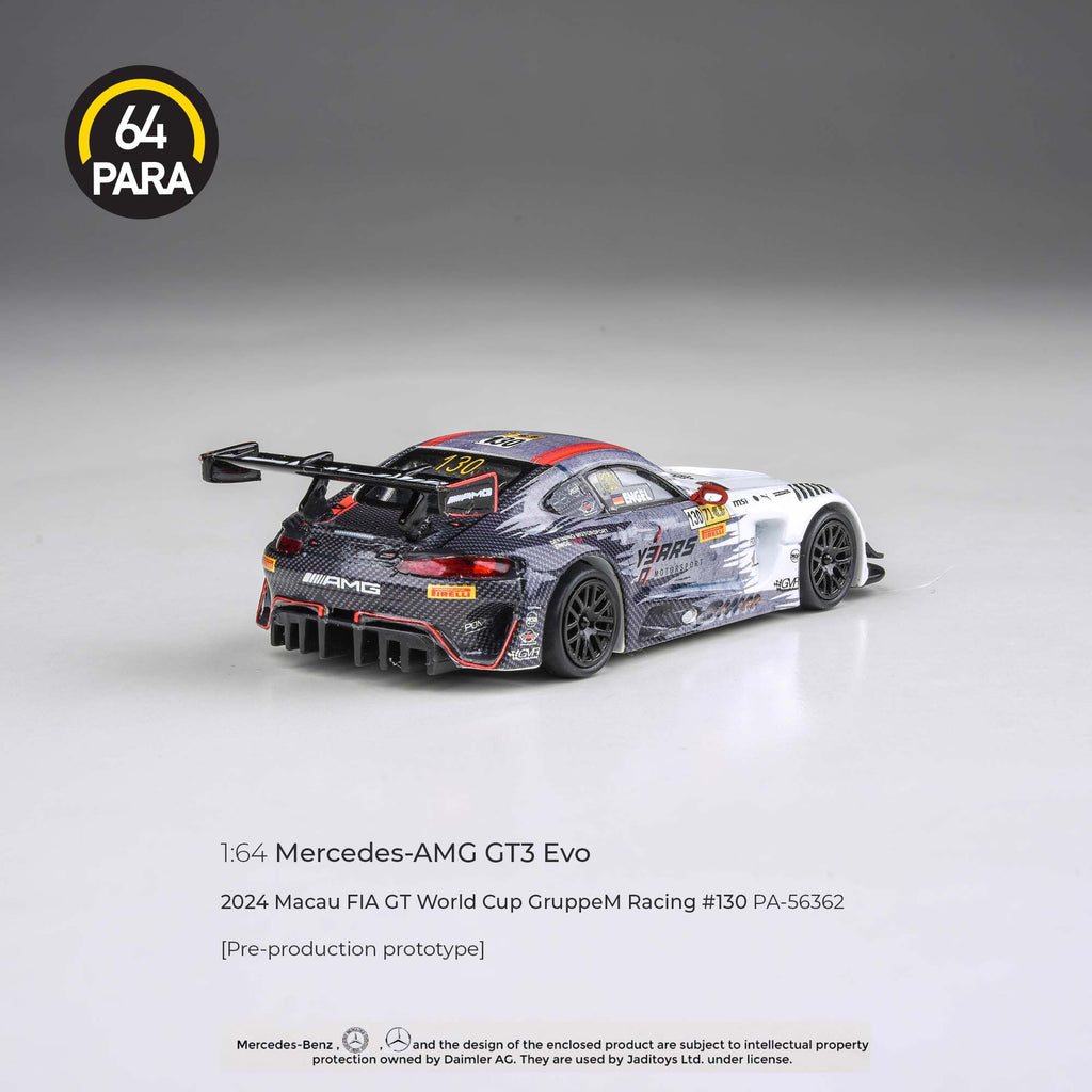 Para64 1/64 Mercedes-AMG GT3 Evo 2024 Macau FIA GT World Cup Grupem Racing #130 PA56362 Diecast Scale Model Car