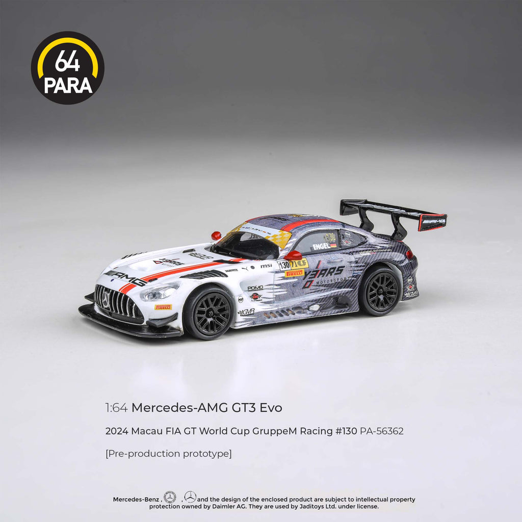 Para64 1/64 Mercedes-AMG GT3 Evo 2024 Macau FIA GT World Cup Grupem Racing #130 PA56362 Diecast Scale Model Car