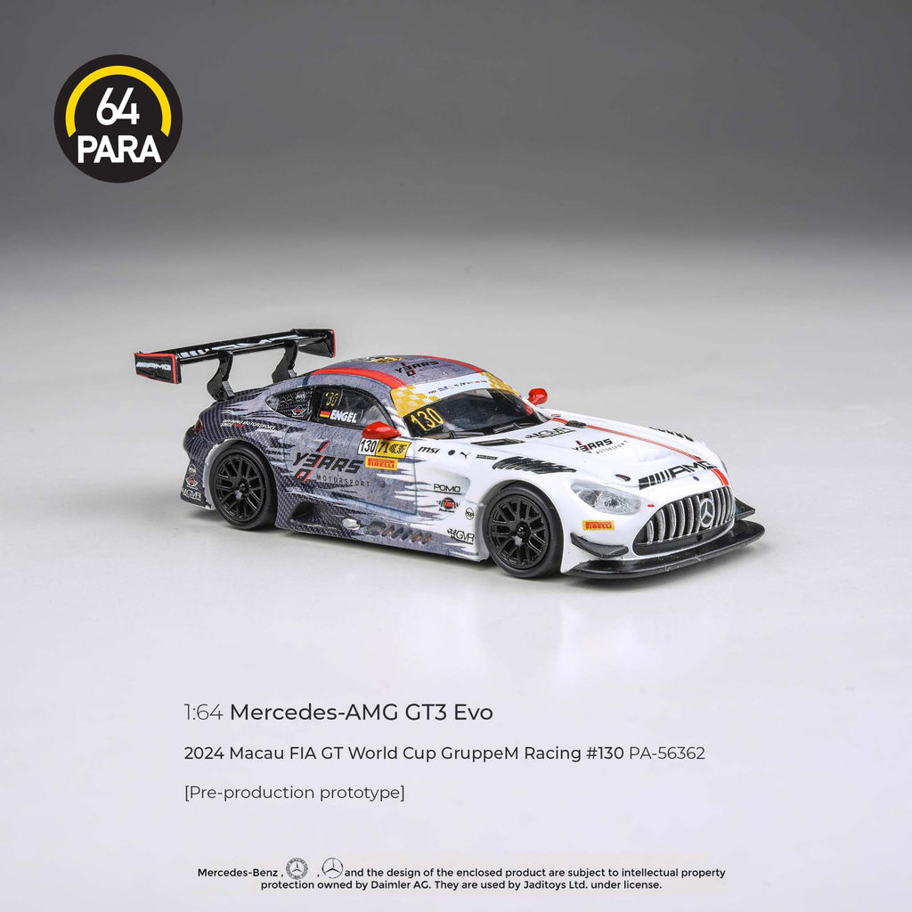 Para64 1/64 Mercedes-AMG GT3 Evo 2024 Macau FIA GT World Cup Grupem Racing #130 PA56362 Diecast Scale Model Car